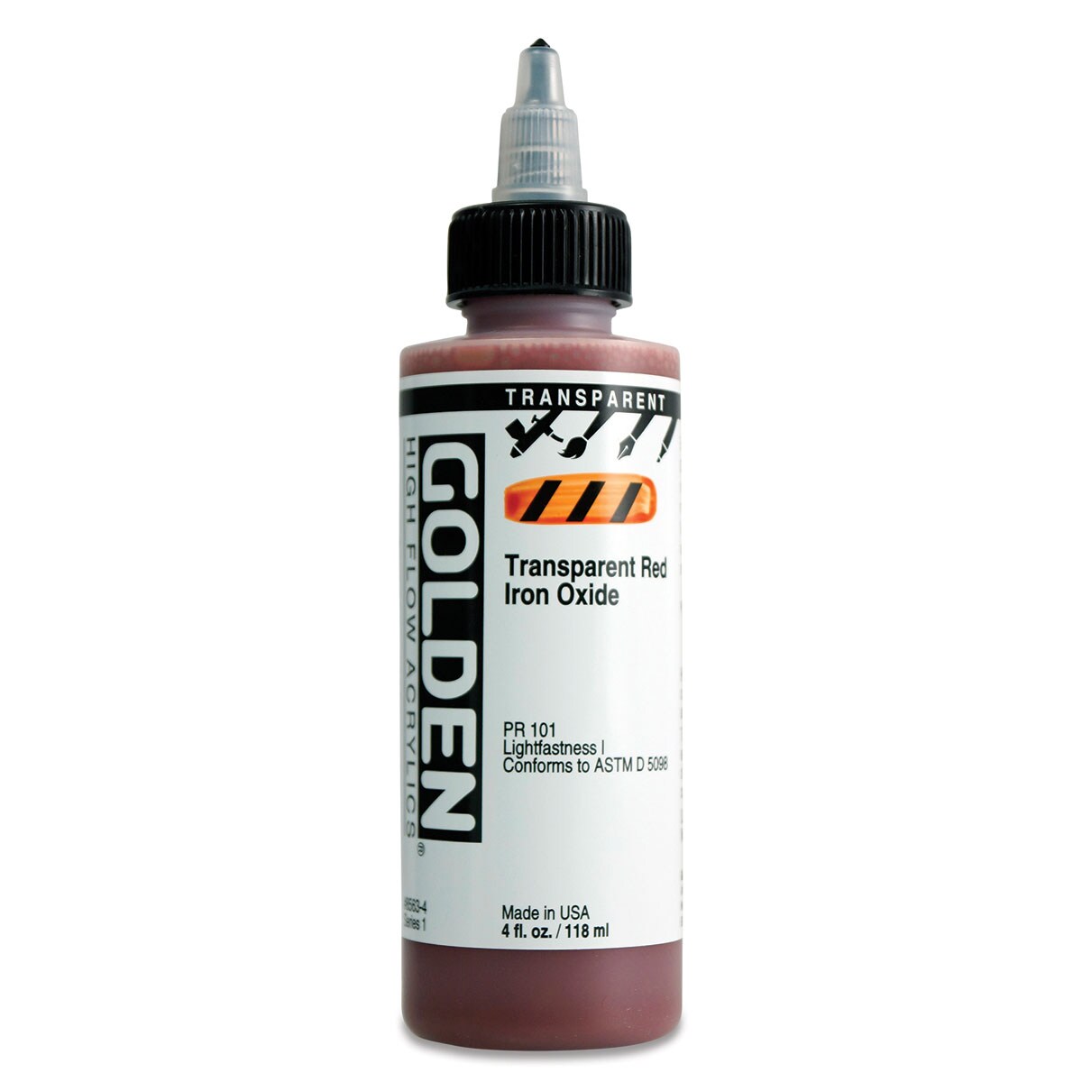 Golden High Flow Acrylics - Transparent Red Iron Oxide, 4 Oz Bottle 