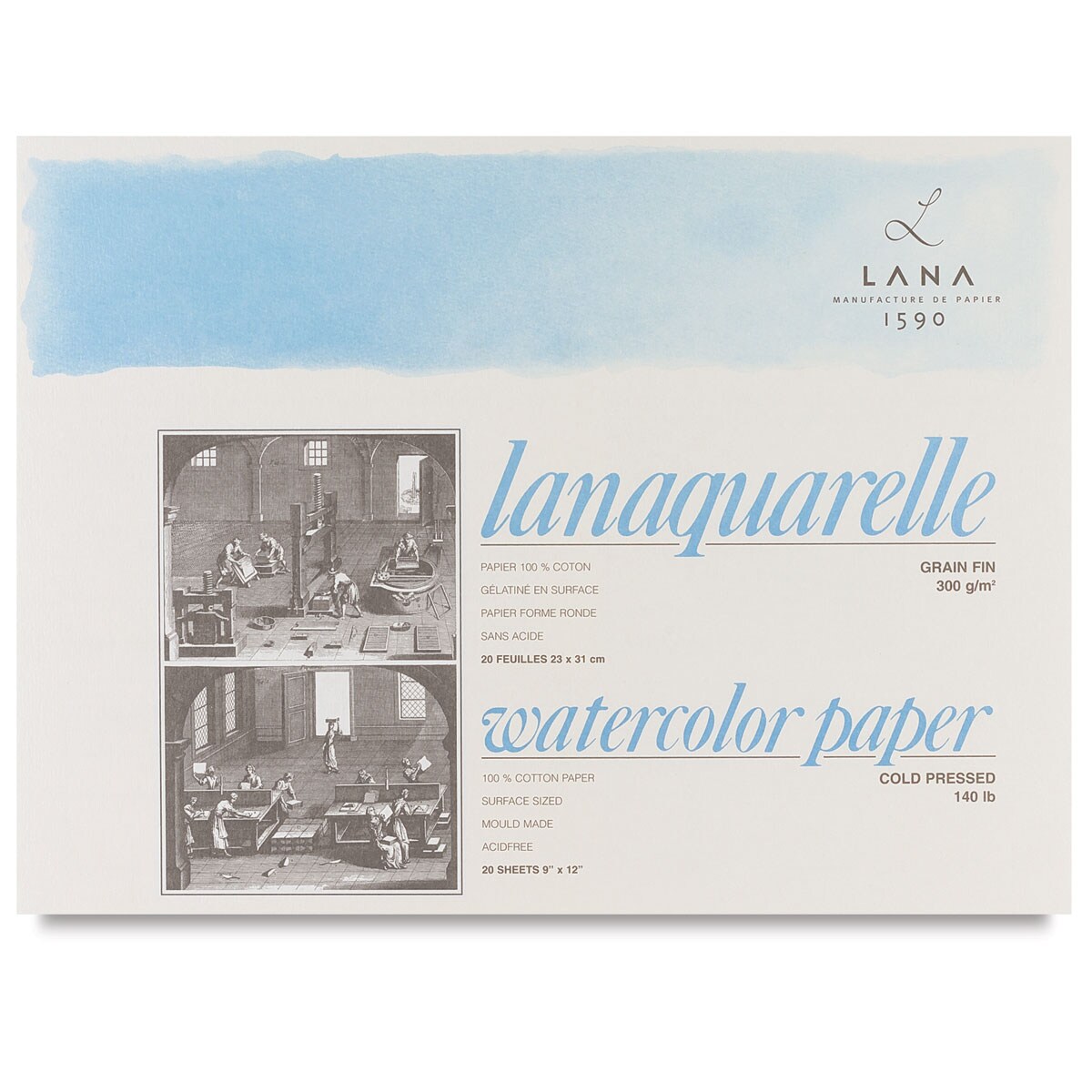 Lanaquarelle Watercolor Block - 9" x 12", Cold Press, 20 Sheets