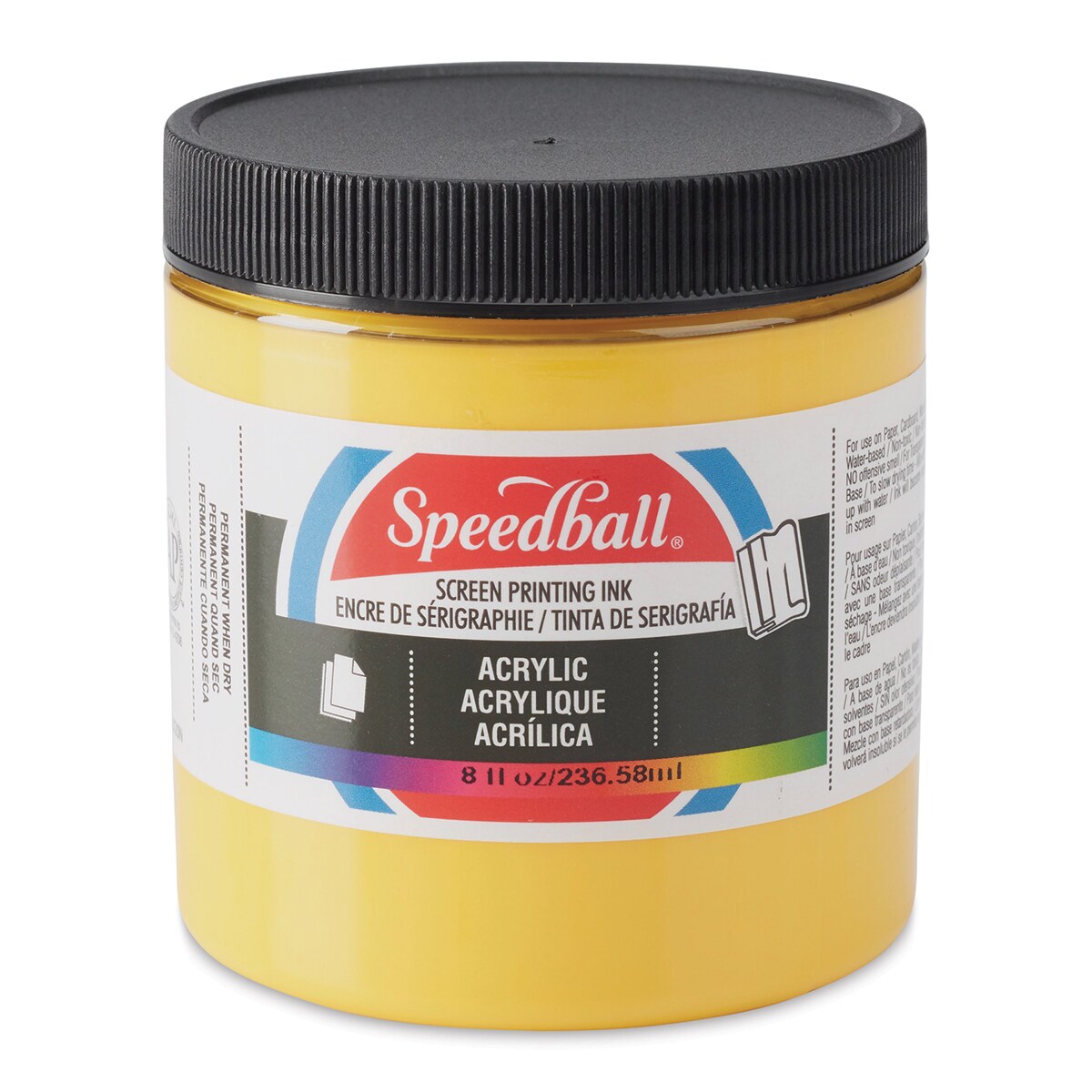 Speedball Permanent Acrylic Screen Printing Ink Medium Yellow, 8 oz