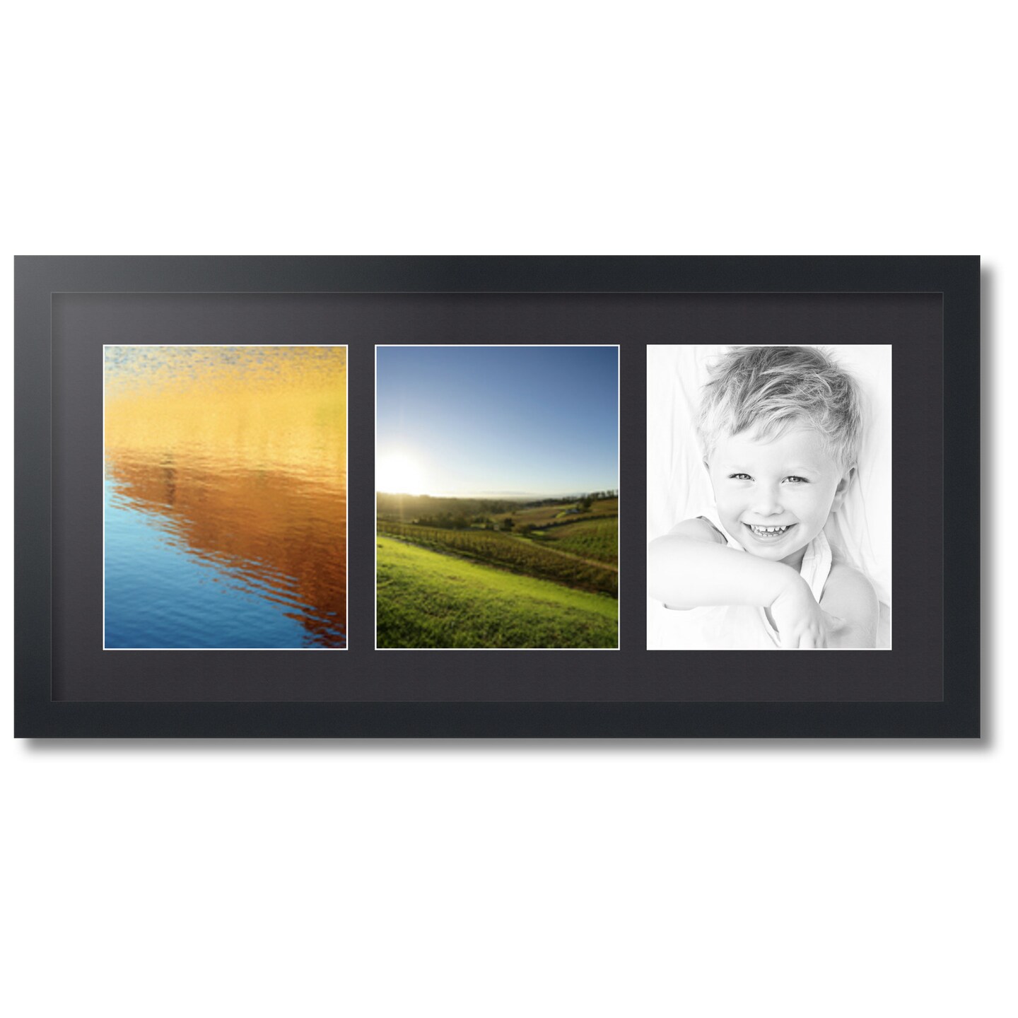 ArtToFrames Collage Photo Picture Frame with 3 - 8x10 inch Openings, Framed in Black with Over 62 Mat Color Options and Plexi Glass (CSM-3926-25)