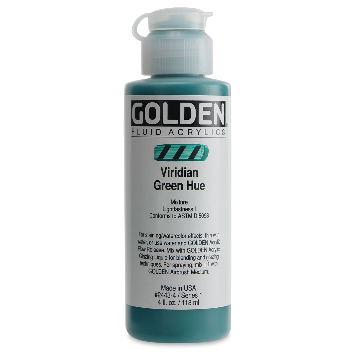 Golden Fluid Acrylics - Viridian Green Historical Hue, 4 oz bottle
