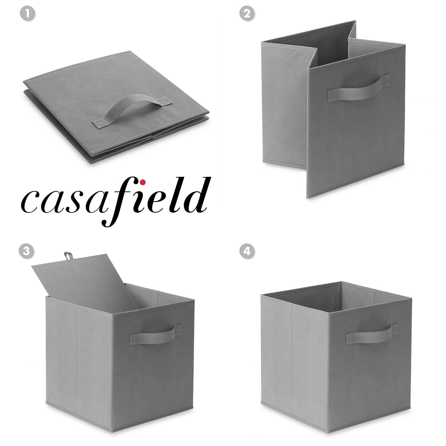 Casafield Set of 6 Collapsible Fabric Cube Storage Bins - 11&#x22; Foldable Cloth Baskets for Shelves, Cubby Organizers &#x26; More