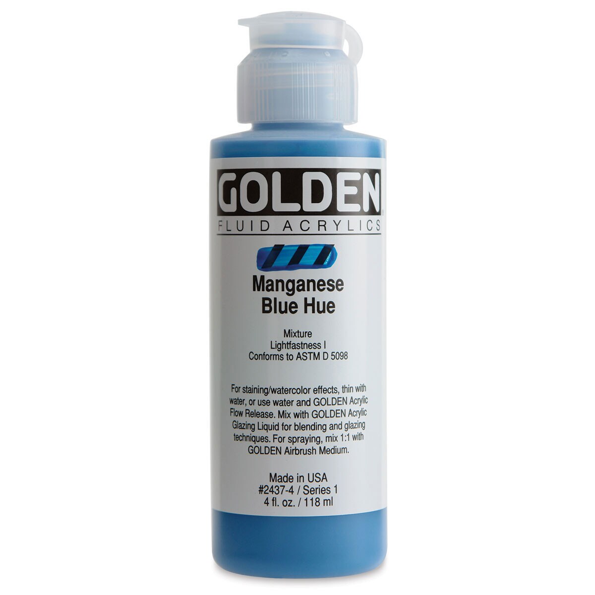 Golden Fluid Acrylics - Manganese Blue Historical Hue, 4 oz bottle