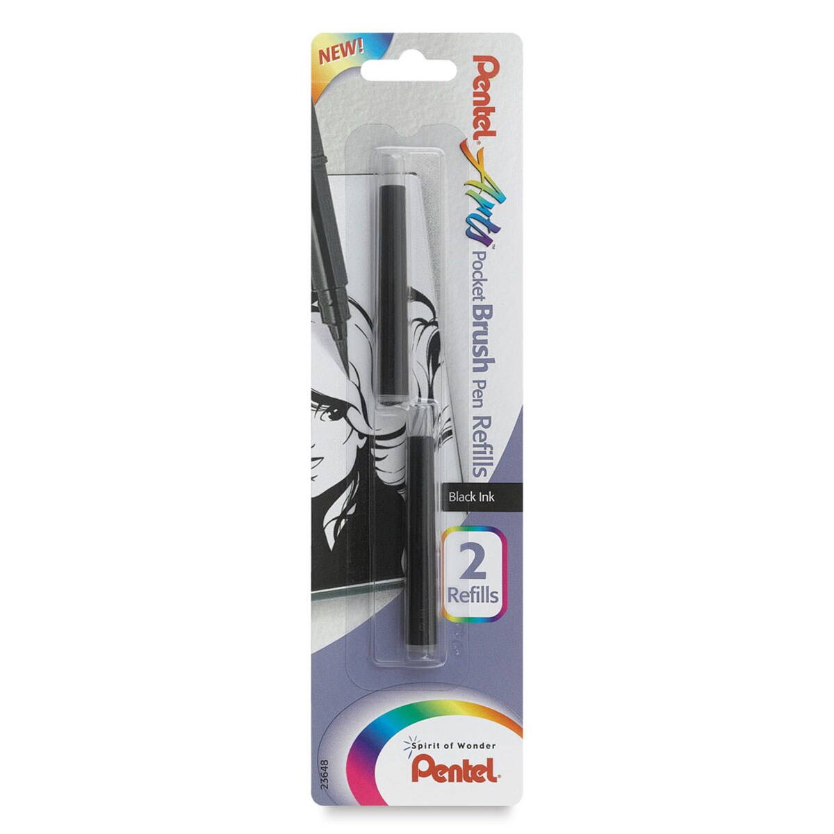 Pentel Pocket Brush Pen Refill - Pkg of 2, Black