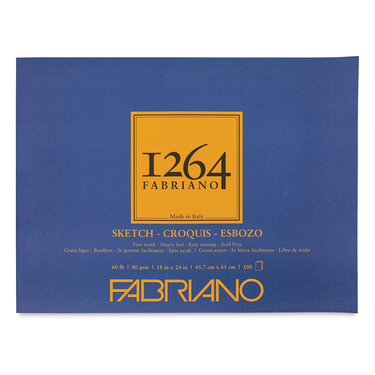 Fabriano 1264 Sketch Pad, 18&#x22; x 24&#x22;, Glue Bound, 100 Sheets, Landscape