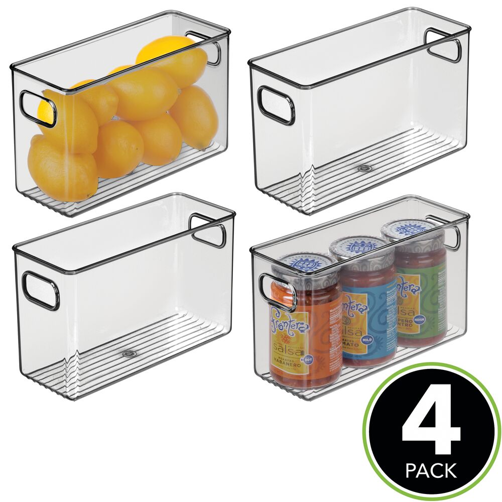 mDesign Plastic Kitchen Pantry Food Storage Bin with Handles, 4 Pack ...