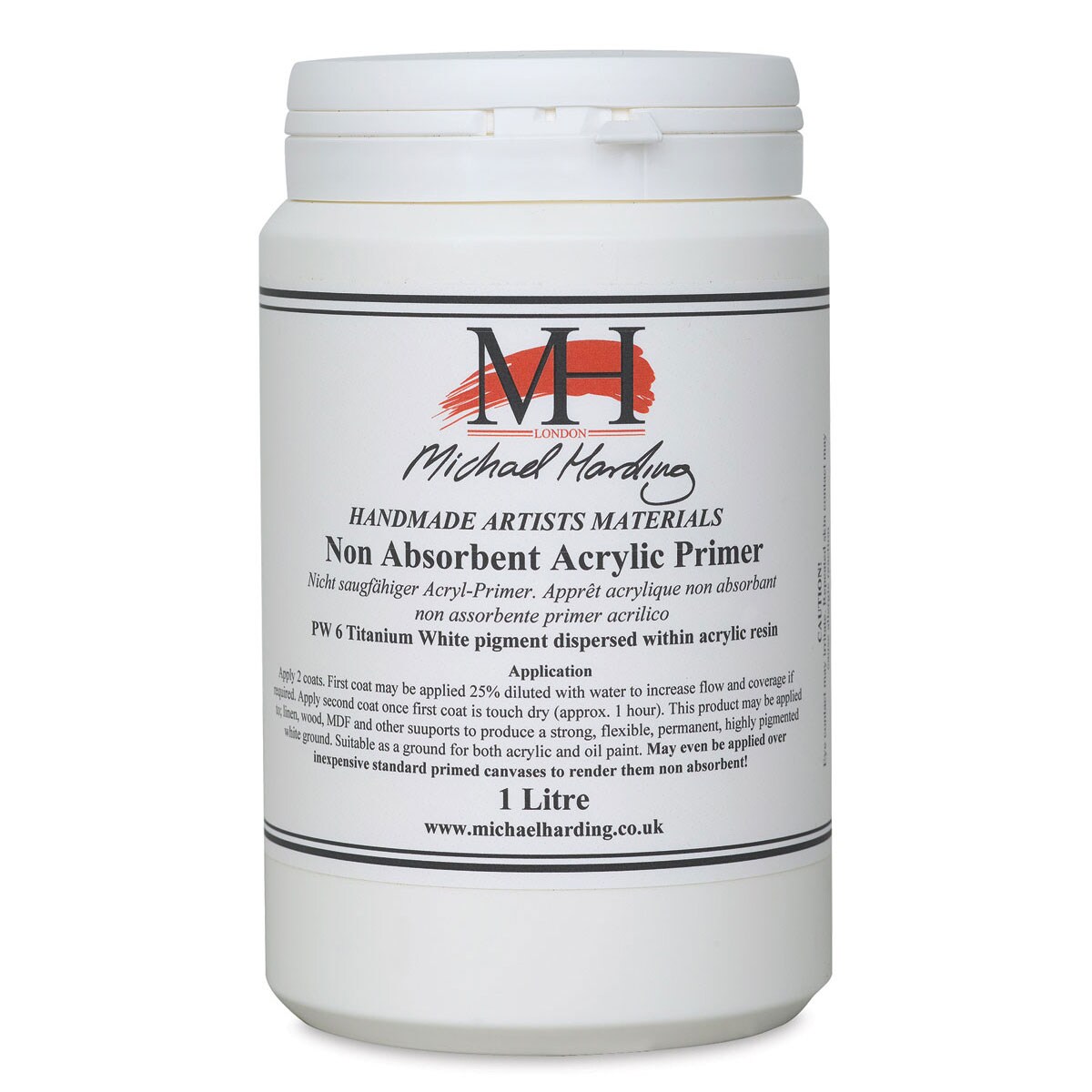 Michael Harding Non-Absorbent Acrylic Primer - White, 1 Liter, Jar