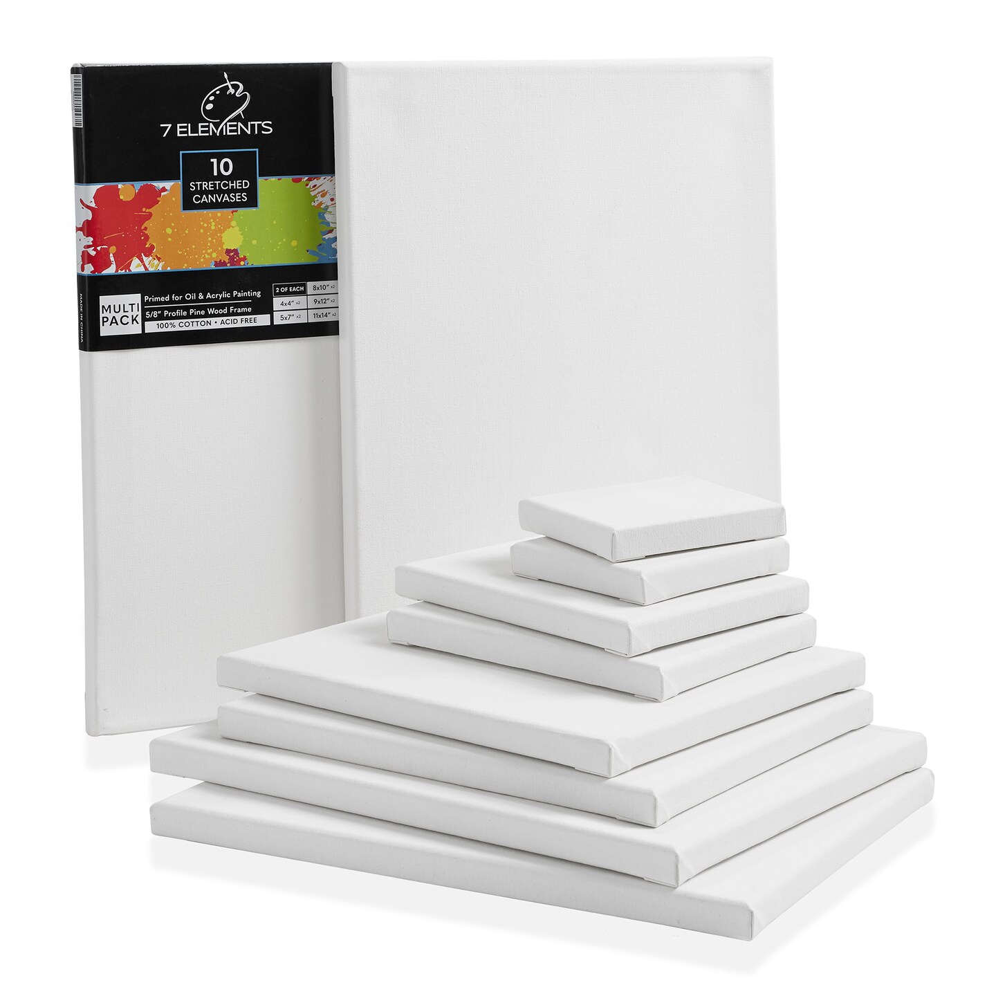 8x10 Inch Stretched Canvas, 10 Pack 100% Cotton Professional Blank Canvas,  Canvases for Painting Using Acrylic Paint or Oil (Pre-Primed)