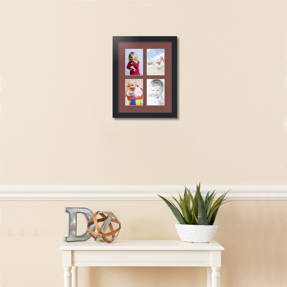 ArtToFrames Collage Photo Picture Frame with 4 - 4x6 inch Openings, Framed in Black with Over 62 Mat Color Options and Regular Glass (CSM-3926-2)