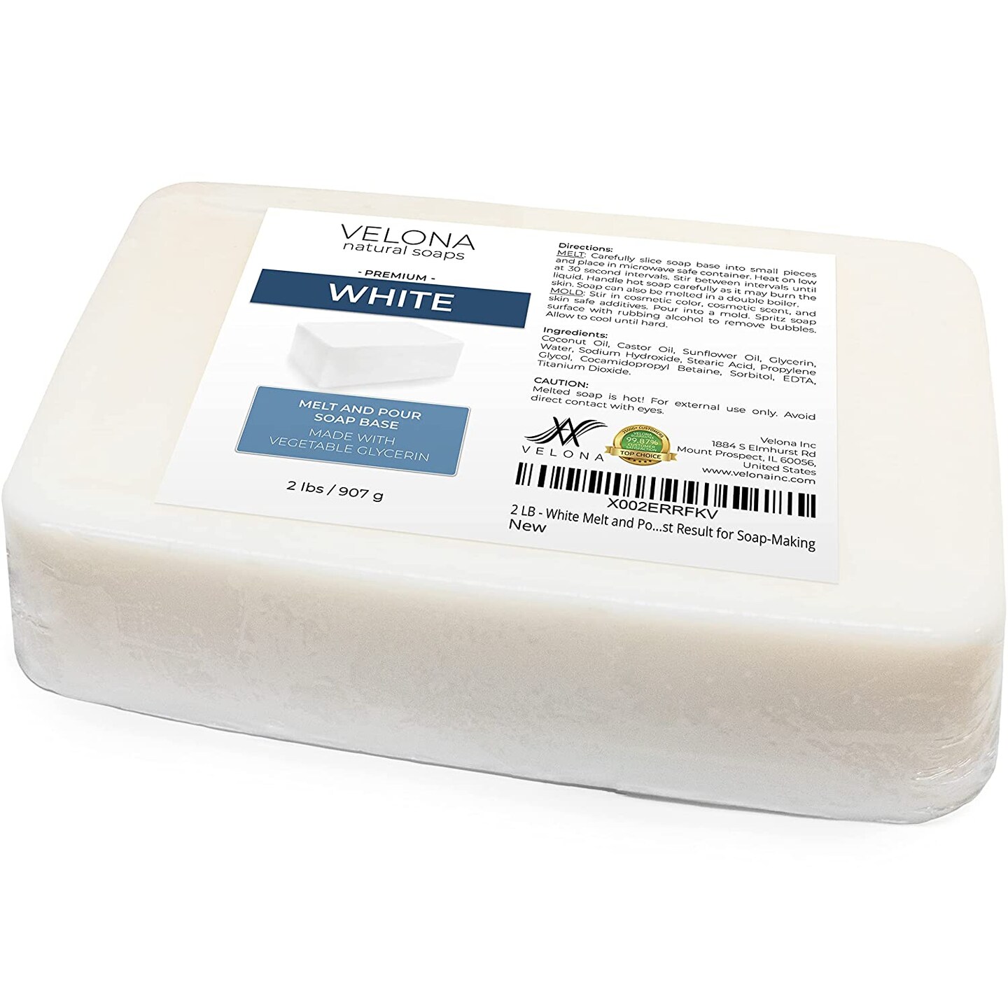 2 LB - White Melt and Pour Soap Base by Velona | SLS/SLES Free | Natural Bars for The Best Result for Soap-Making