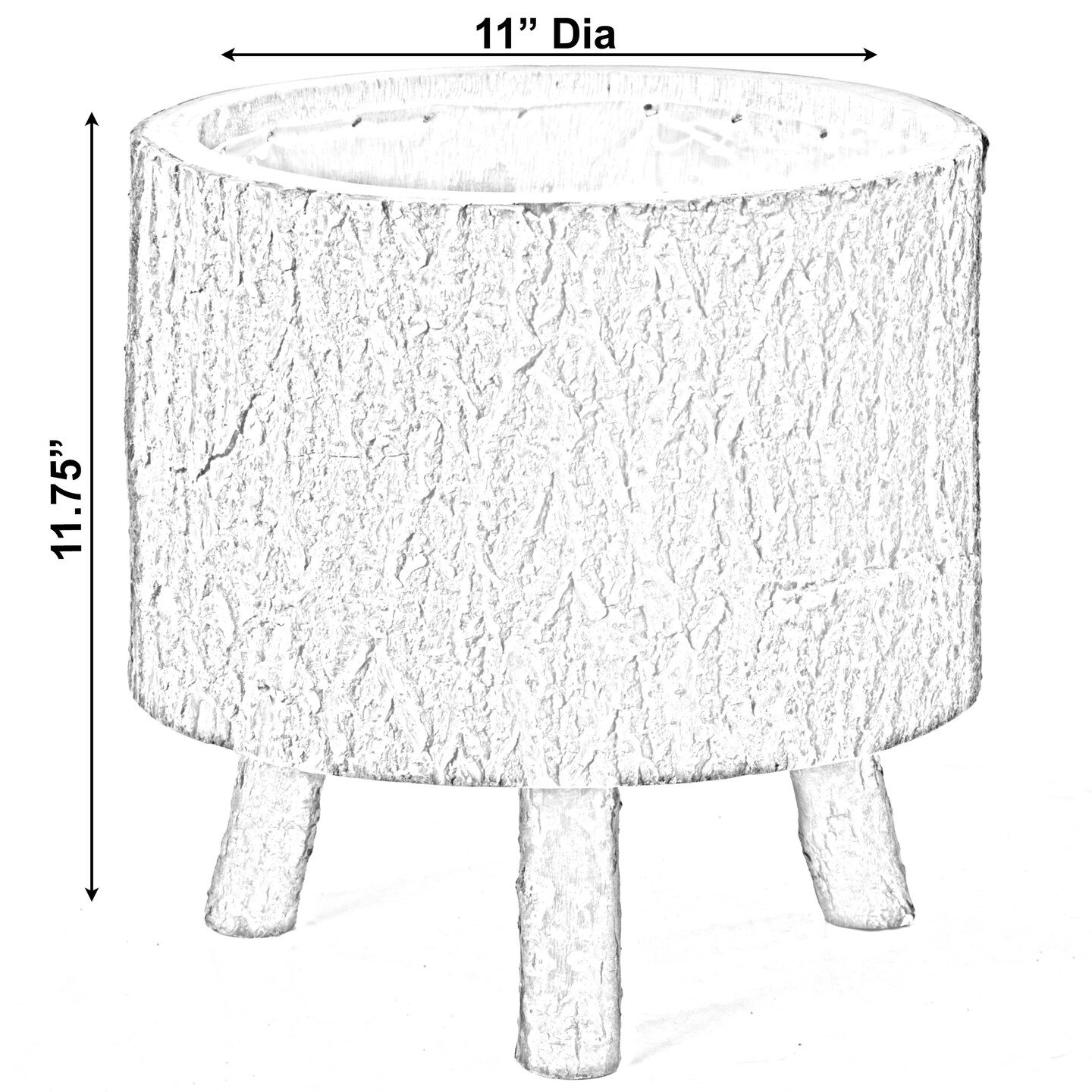 Wooden Stump Tree Log with Bark Planter Pot with Small Tree Branch Legs