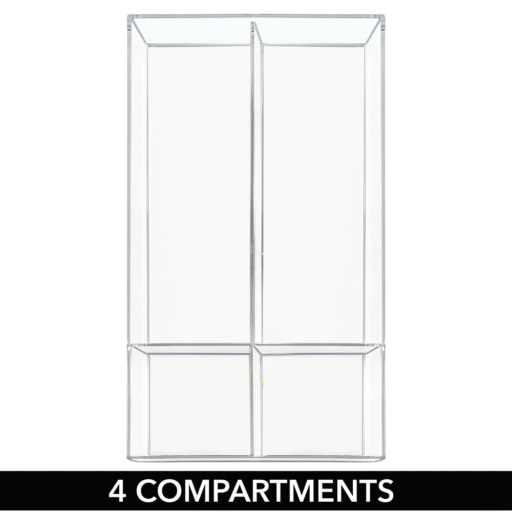 mDesign Plastic Makeup Vanity Drawer Organizer Tray, 4 Sections