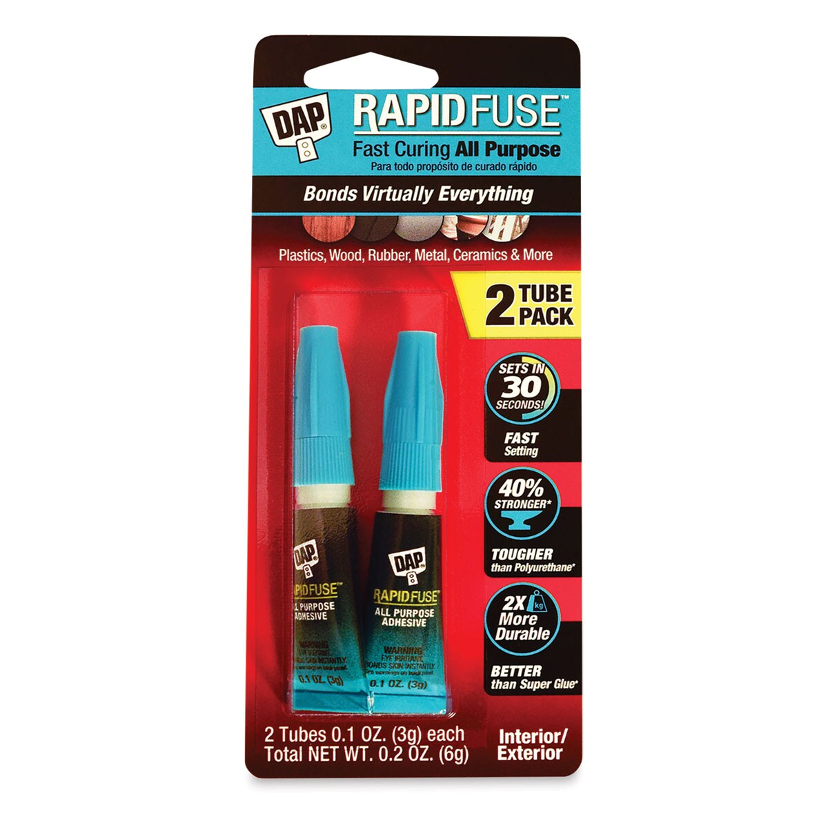 DAP Rapid Fuse - All Purpose Adhesive, Package of 2, .2 oz, Tube