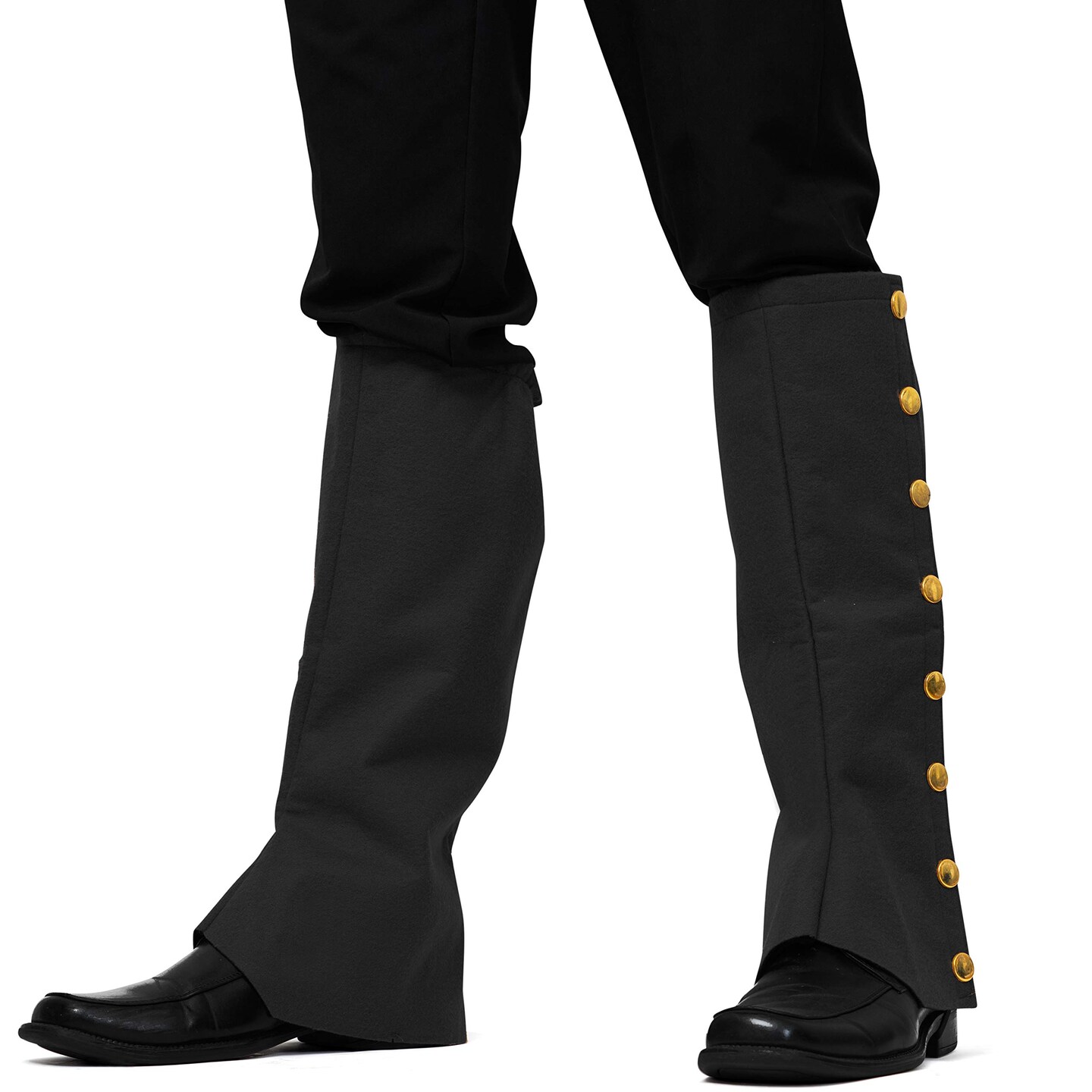 Faux Suede Steampunk Boots - Over The Shoe Black Costume Boots Accessories with Gold Buttons for Medieval and Renaissance Costumes for Adults &#x2026;