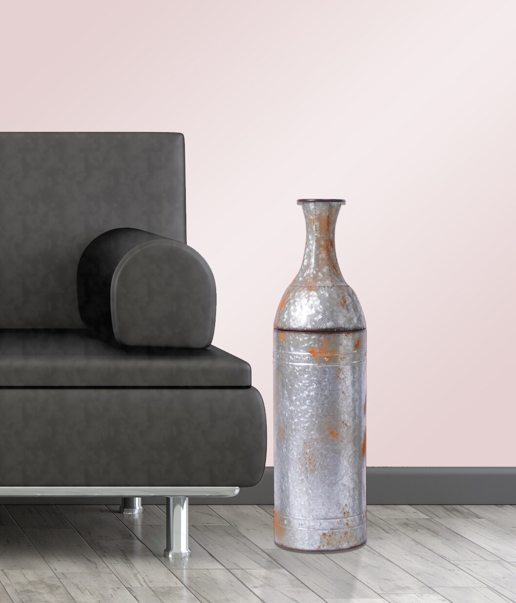 Rustic Farmhouse Style Galvanized Metal Floor Vase Decoration
