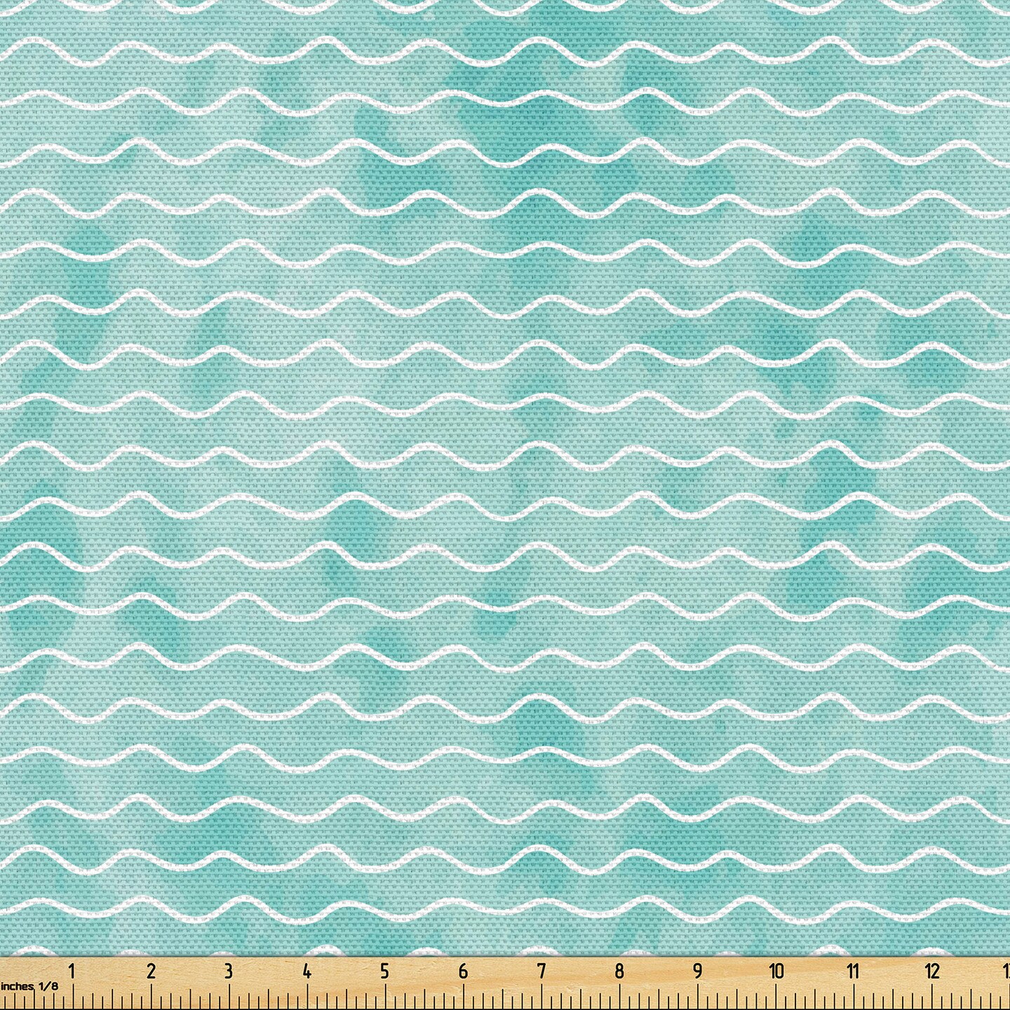 Ambesonne Nautical Fabric by The Yard, Soft Pastel Colored Ocean Sea Waves Pattern Summer Vibes Inspired Graphic, Decorative Fabric for Upholstery and Home Accents, 1 Yard, Aqua