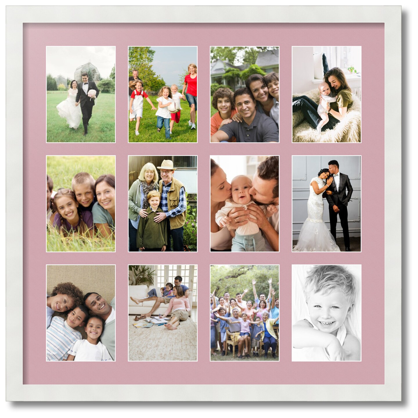 ArtToFrames Collage Photo Picture Frame with 12 - 5x7 inch Openings, Framed in White with Over 62 Mat Color Options and Plexi Glass (CSM-3966-229)