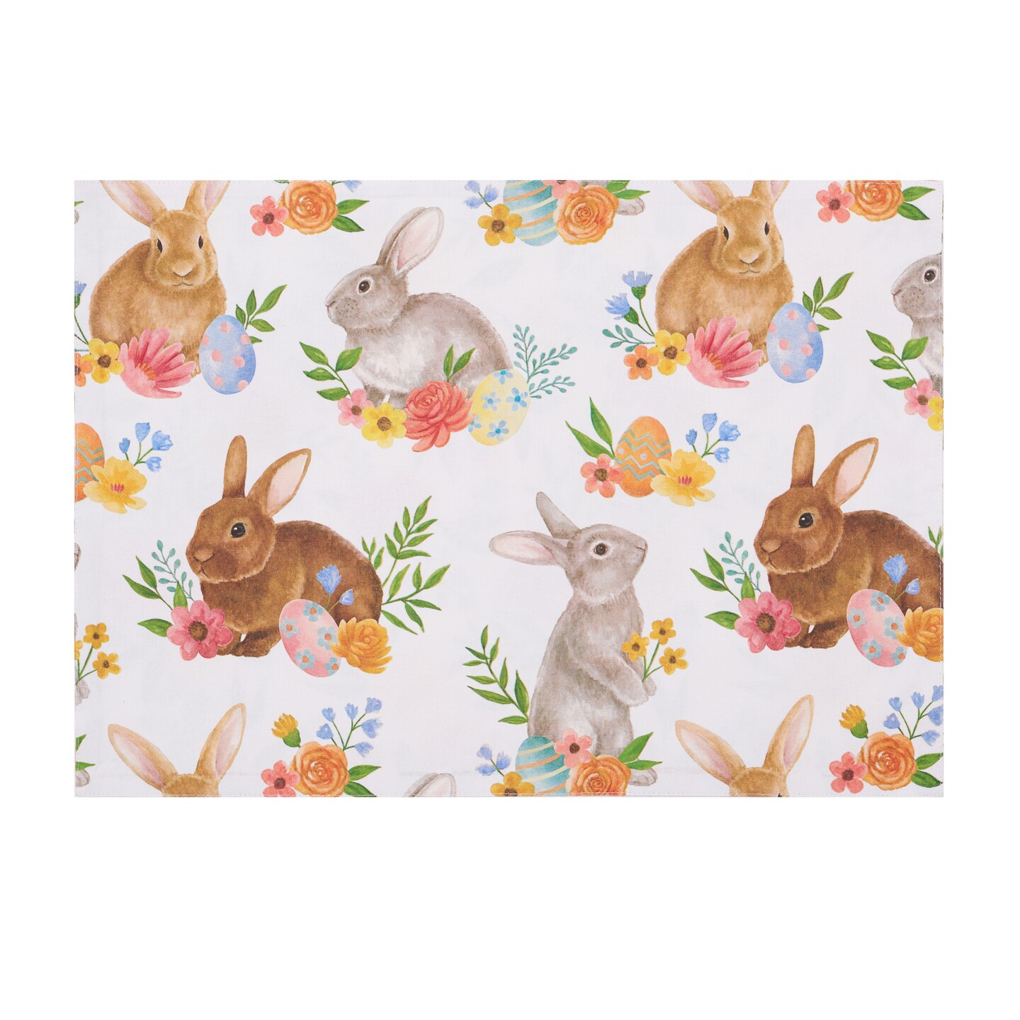 Spring Flora Easter Bunny Rabbit Single Placemat Springtime, 14" x 20"