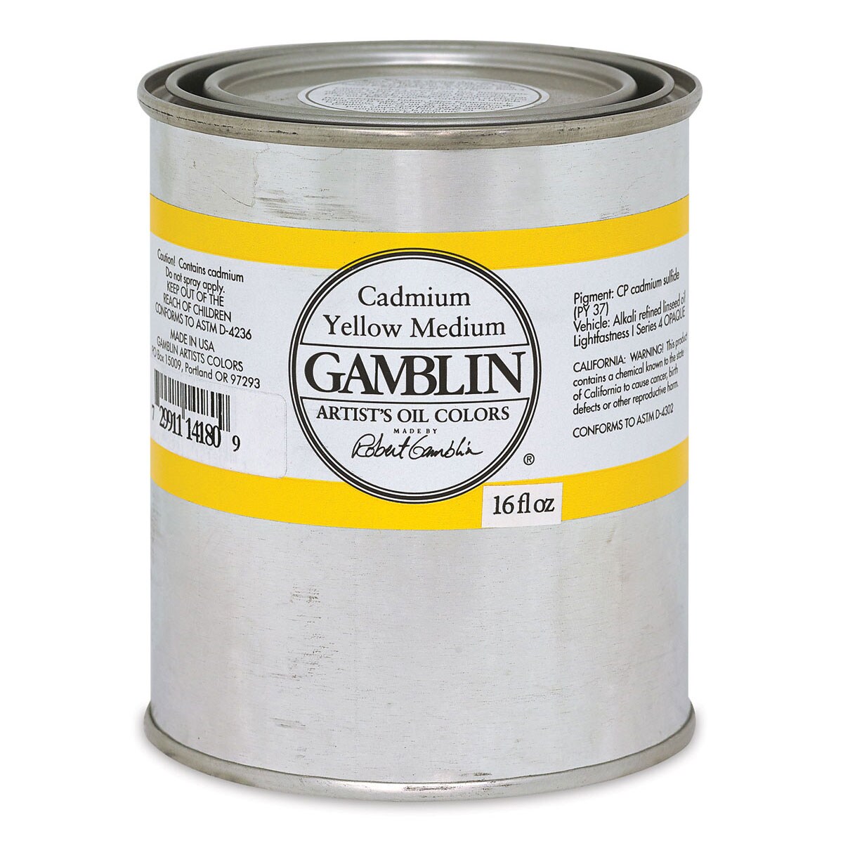 Gamblin Artist&#x27;s Oil Color - Cadmium Yellow Medium, 16 oz Can