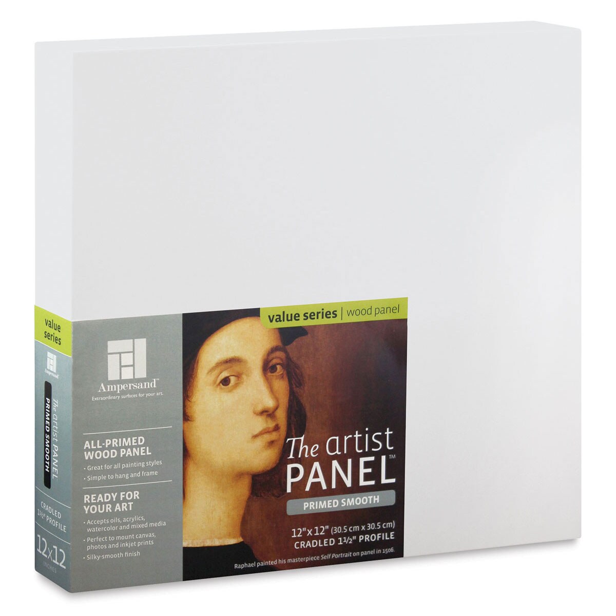 Ampersand Value Series Artist Panel - Smooth, 12" x 12", 1-1/2" Cradle