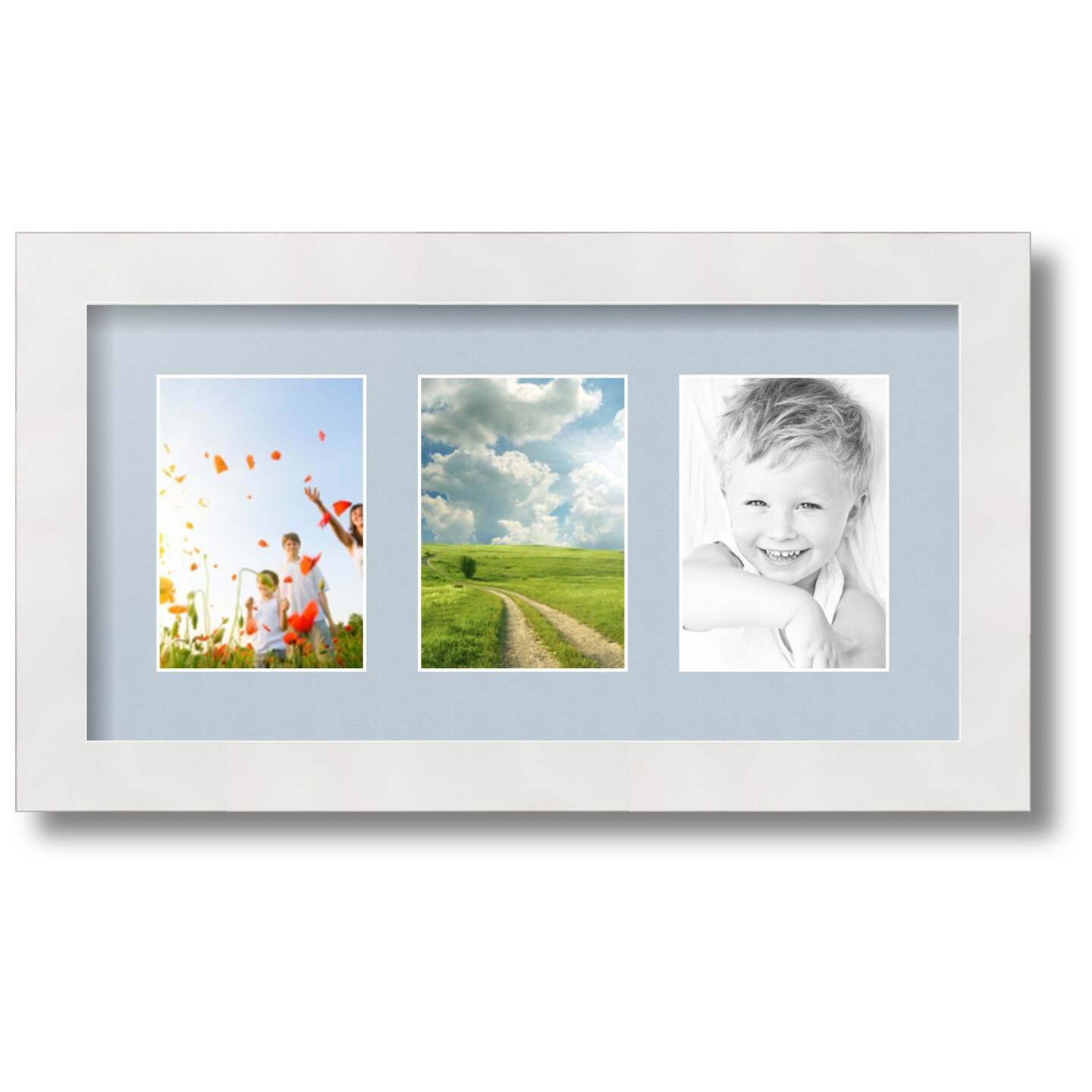 ArtToFrames Collage Photo Picture Frame with 3 - 3.5x5 inch Openings, Framed in White with Over 62 Mat Color Options and Regular Glass (CSM-3966-29)