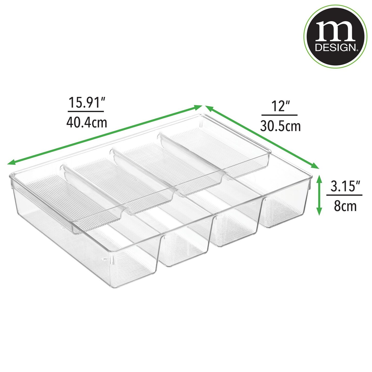 mDesign 2 Piece Plastic Stackable Kitchen Drawer Organizer with Top Tray