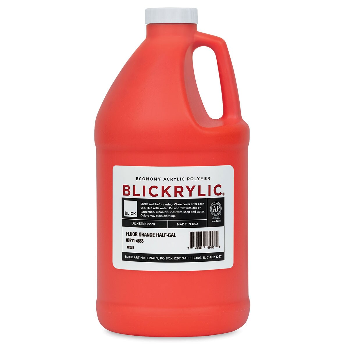 Blickrylic Student Acrylics - Fluorescent Orange, Half Gallon