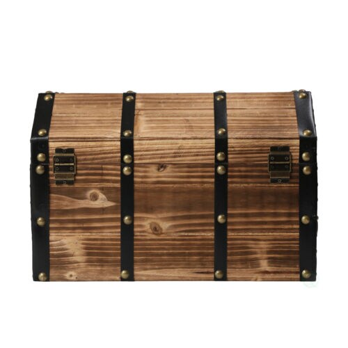 Large Wooden Pirate Lockable Trunk with Lion Rings