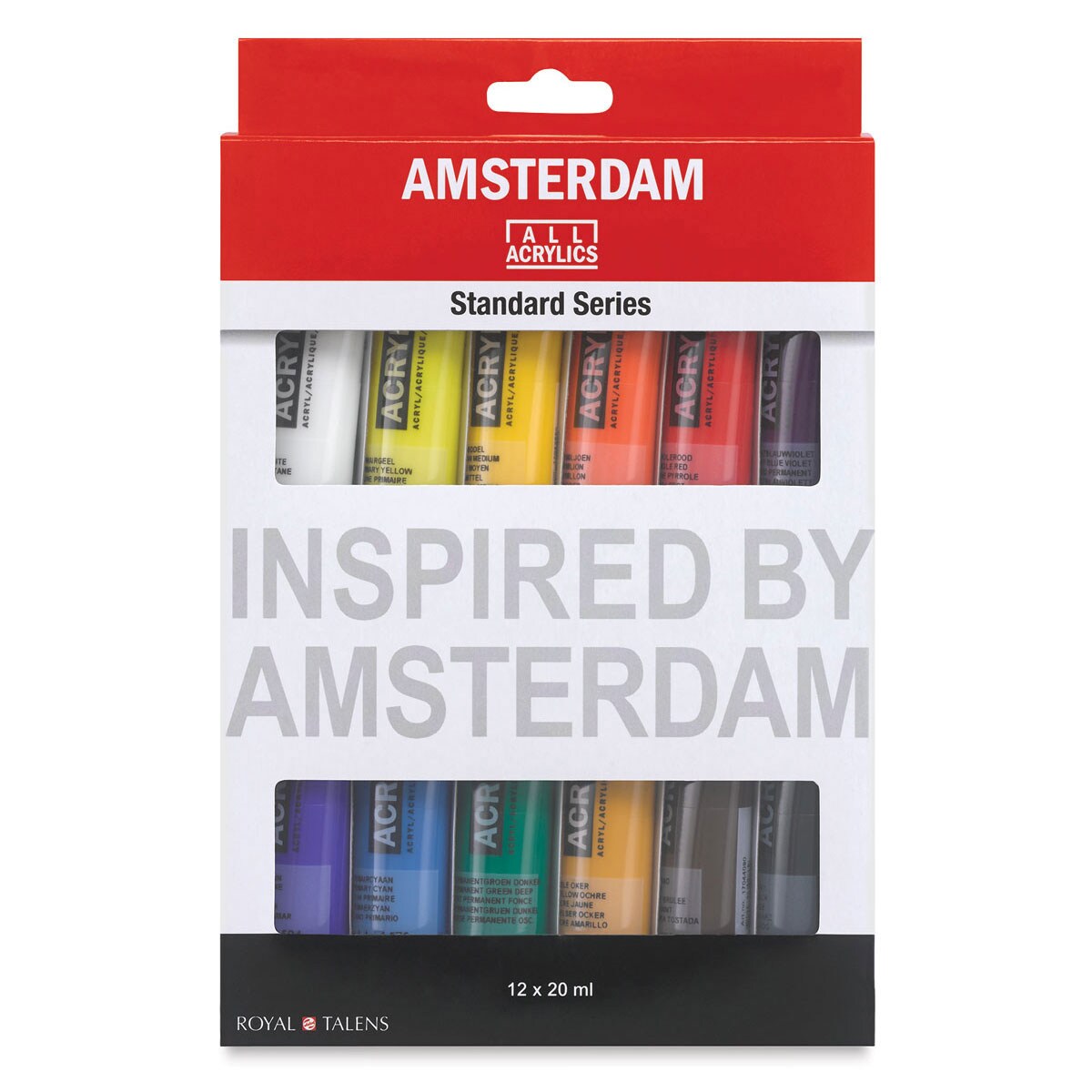 Amsterdam Standard Series Acrylics - Set of 12, Assorted Colors, 20 ml Tubes