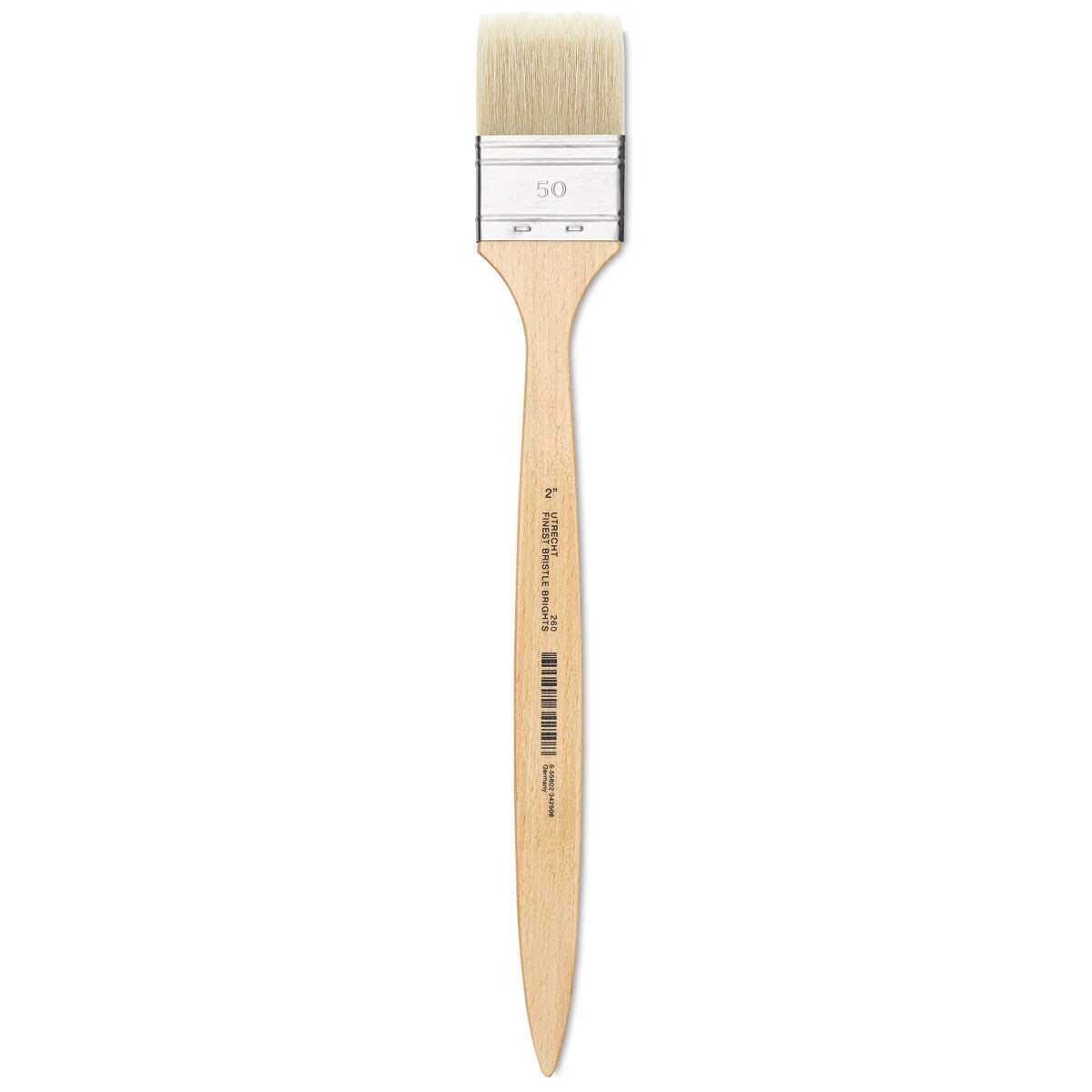 Utrecht Rhenish Pure Hog Bristle Brush - Extra Large Flat, Size 2&#x22;, Long Handle