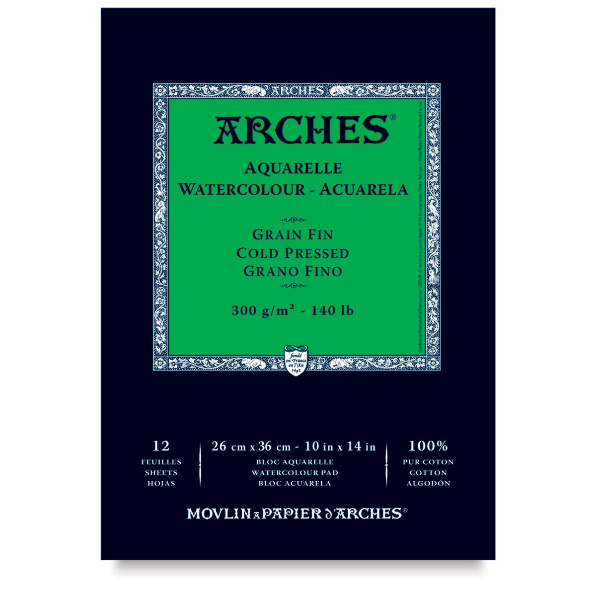Arches Watercolor Pad - 10&#x22; x 14&#x22;, 140 lb, Cold Press, Fold-over, 12 Sheets