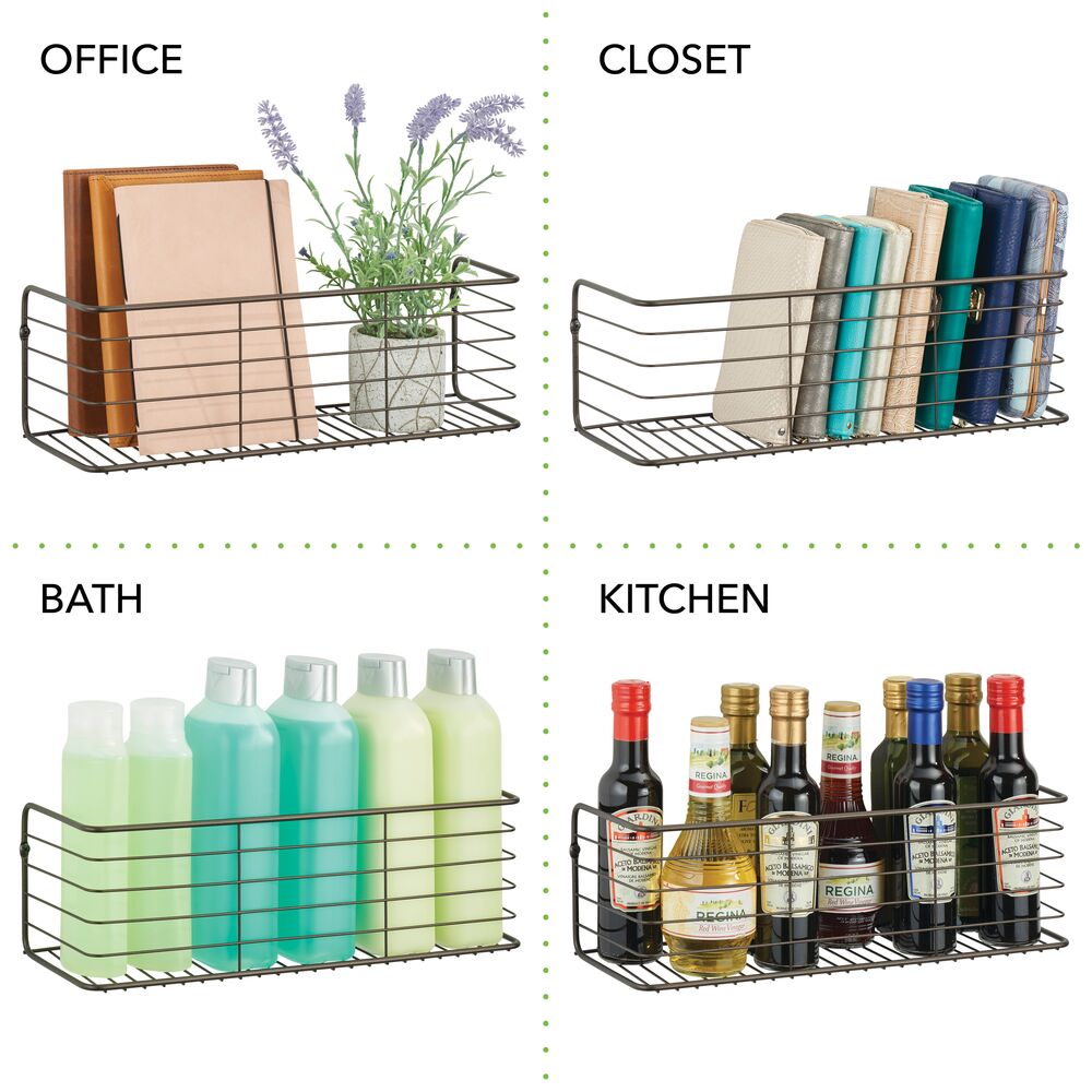 mDesign Metal Wall Mount Craft/Sewing Storage Organizer Rack