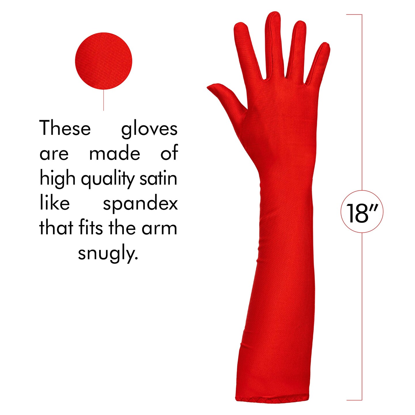Red Satin Opera Gloves - Roaring 20&#x27;s Fancy Flapper Elbow Gloves - 1 Pair