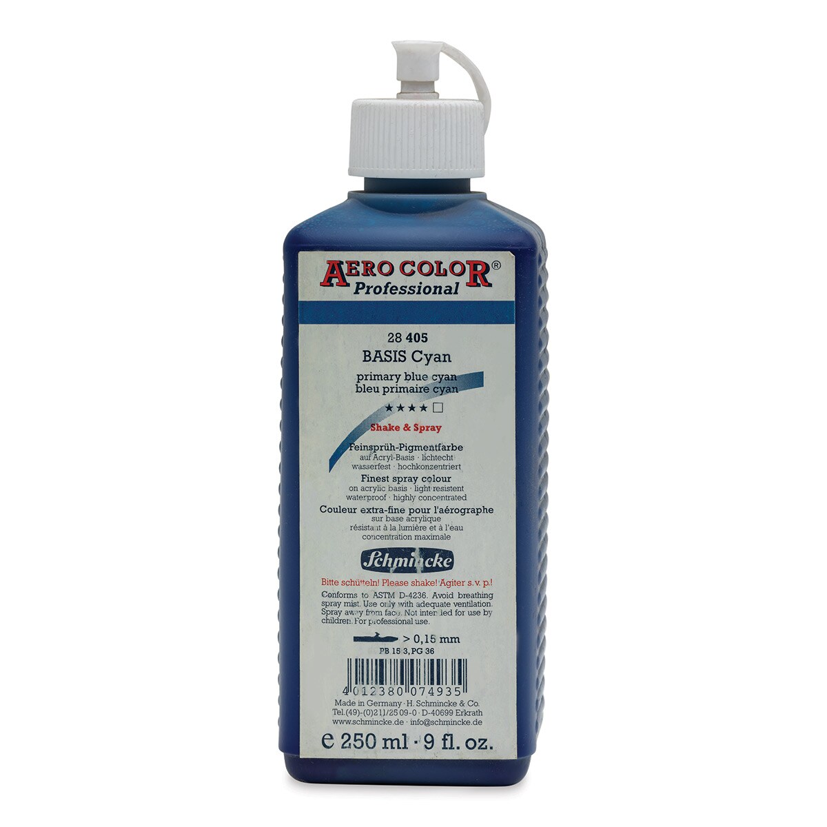 Schmincke Aero Color Professional Airbrush Color - 250 ml, Primary Blue Cyan