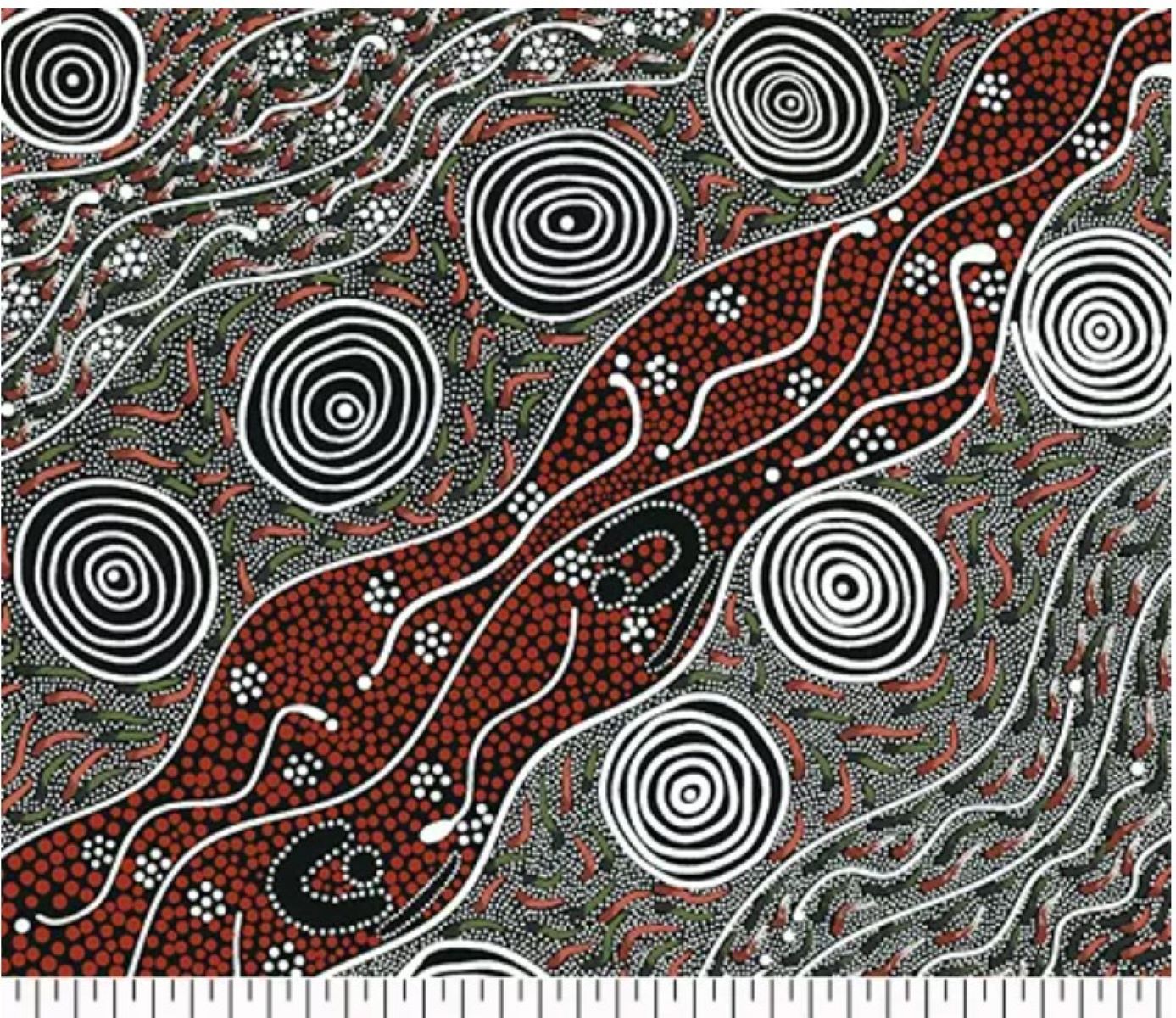 Bush Camp Red Australian Aboriginal MS Textiles Cotton by the yard