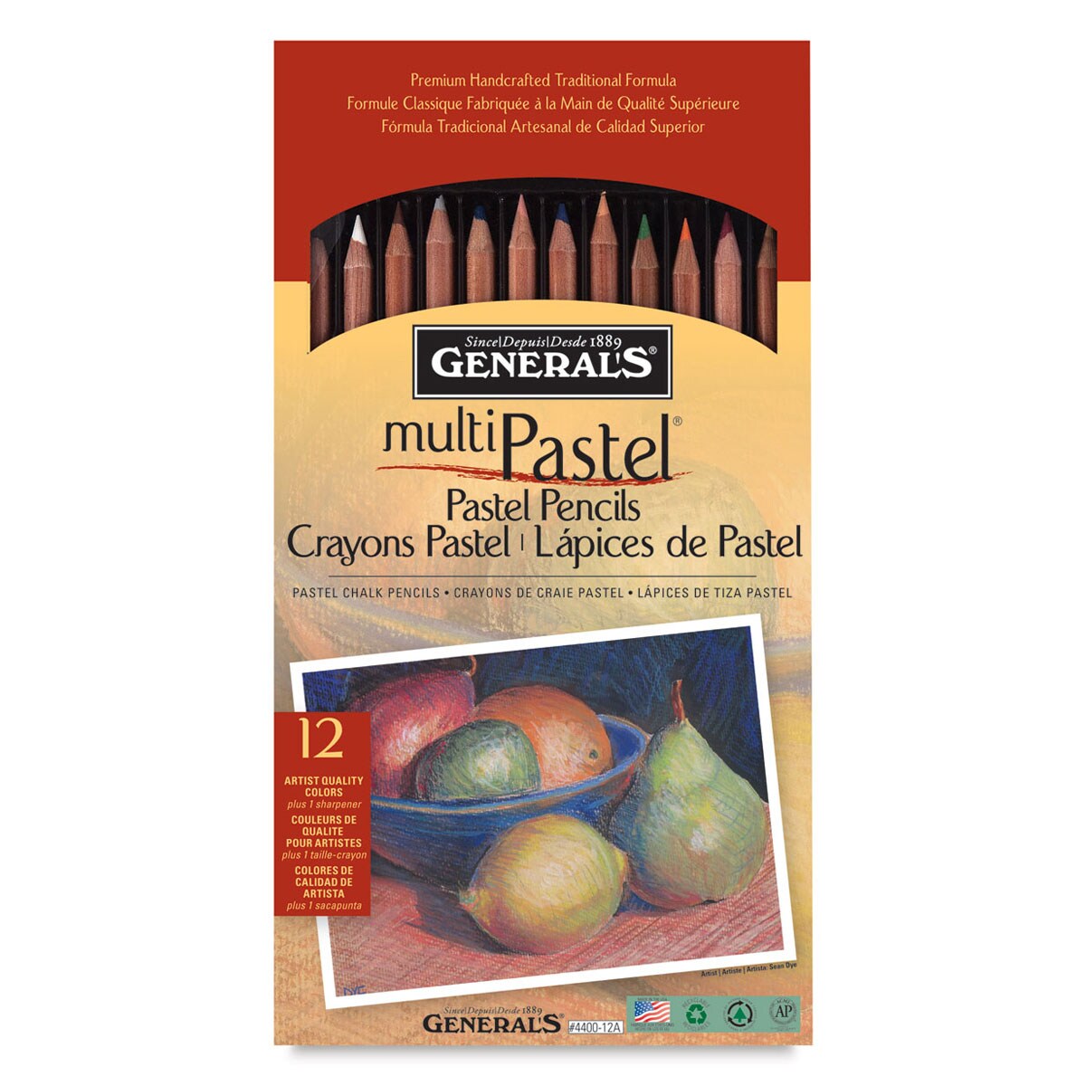 General's Pastel Chalk Pencil Set - Assorted Colors, Set of 12