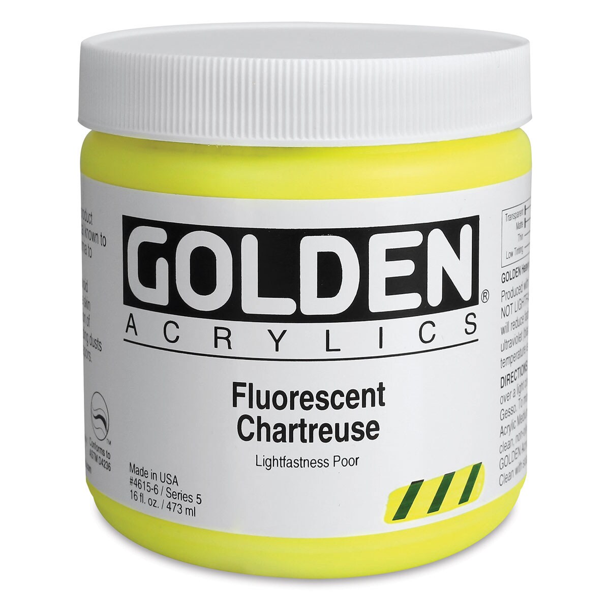 Golden Heavy Body Artist Acrylics - Fluorescent Chartreuse, 16 oz jar