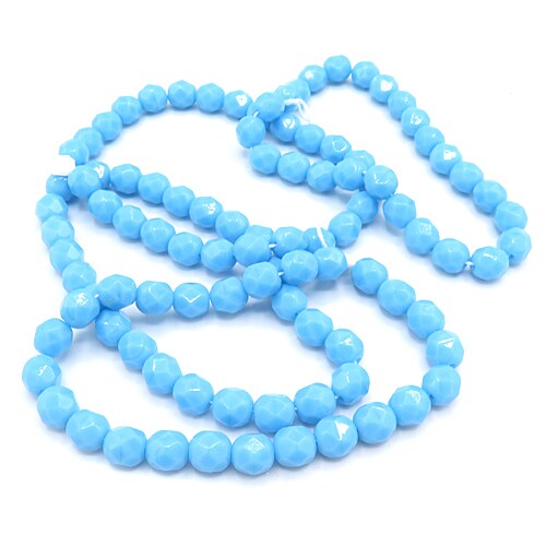 Turquoise Round Faceted Czech Glass Beads (1 strand/25 beads) (B615)
