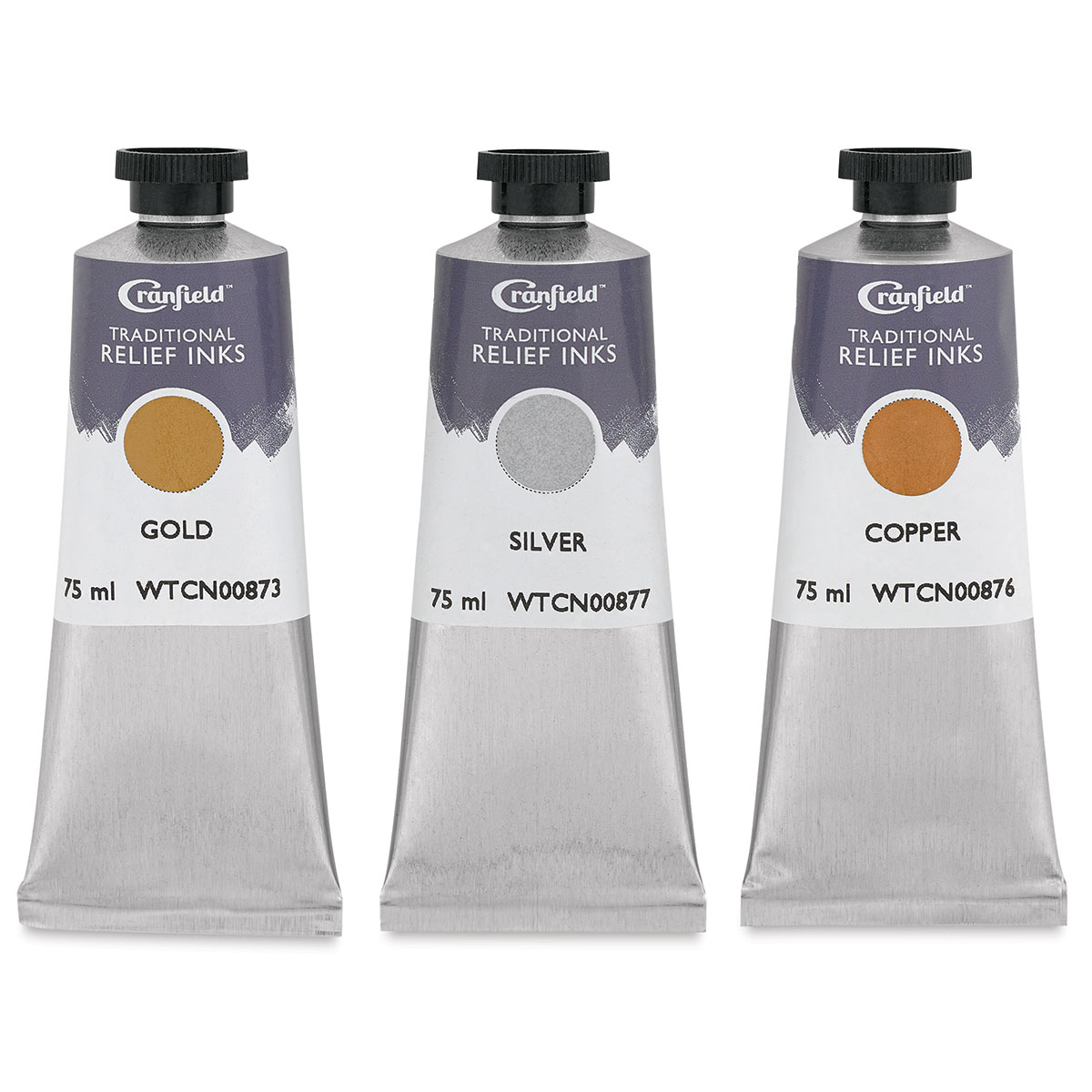 Cranfield Traditional Relief Ink - Set of 3, Metallics, 75 ml, Tubes