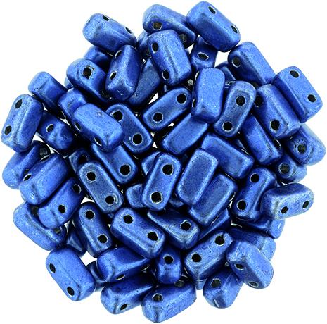 Czechmate 3mm X 6mm Brick Glass Czech Two Hole Bead, Saturated Metallic Navy Peony