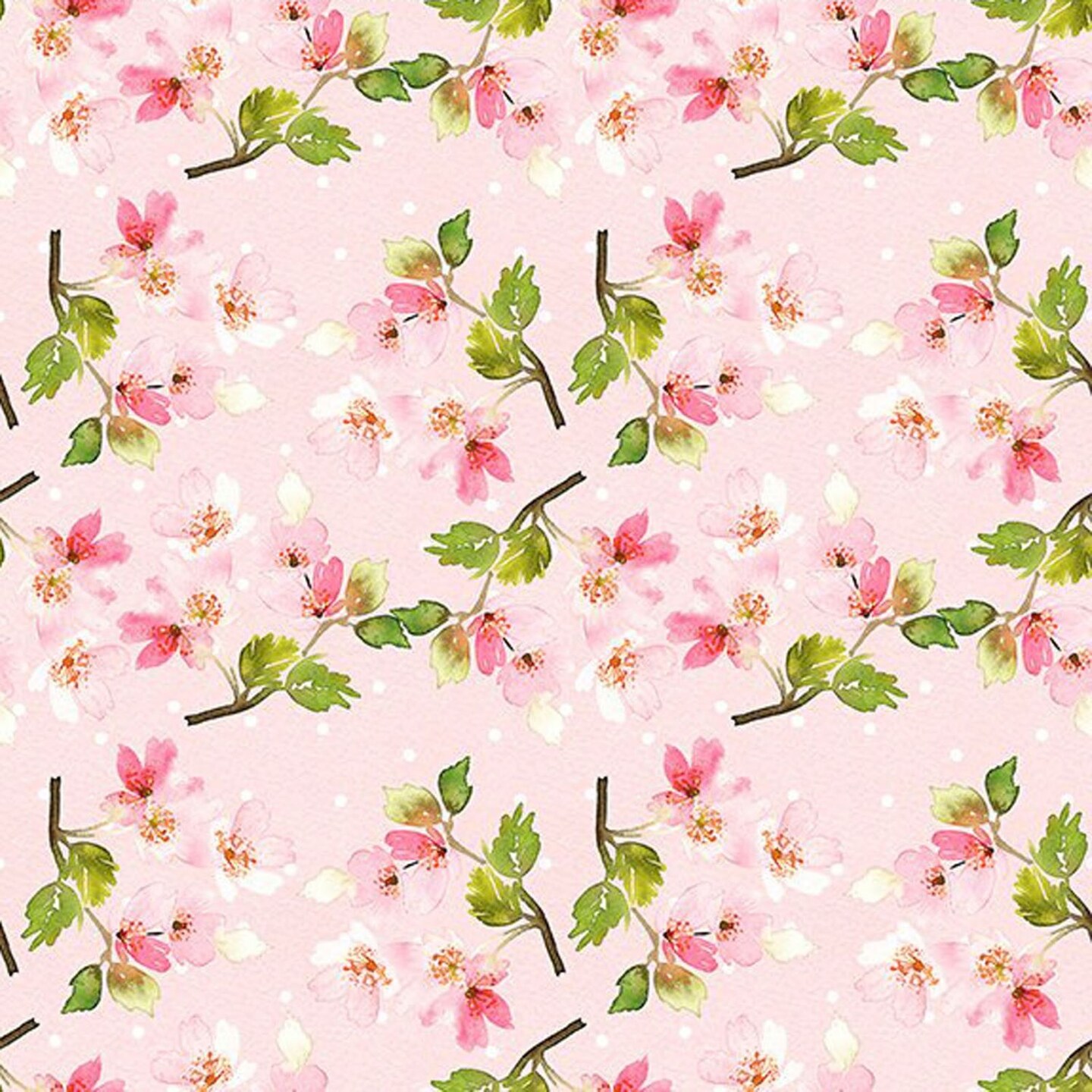 Victoria Small Flowers Pink Floral Cotton Fabric by In the Beginning by ...