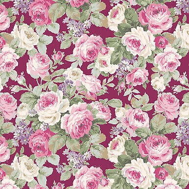 Roses for You Ruru Bouquet Pink Packed Roses by Quilt Gate Sold by the Yard