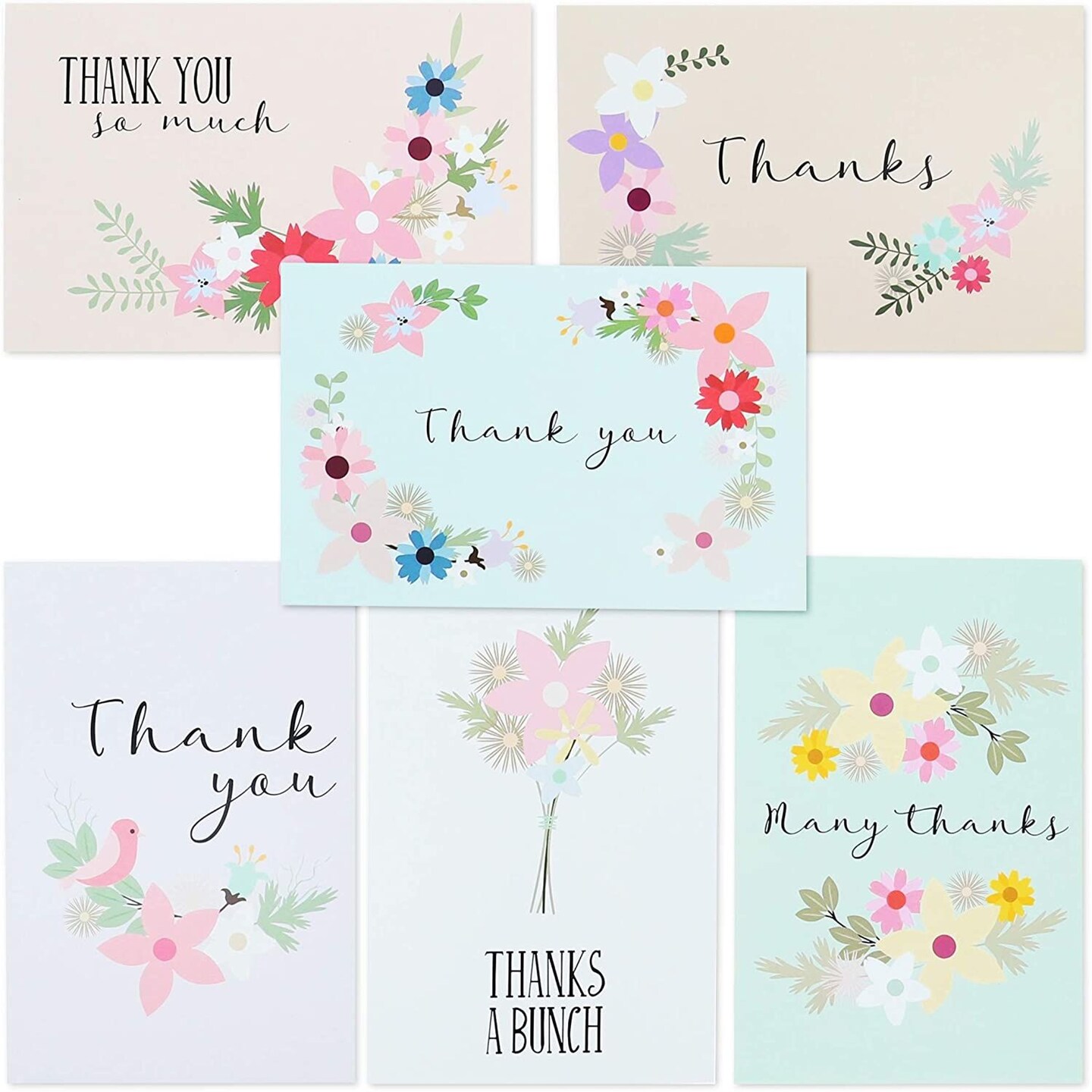 Blank Thank You Postcards with 6 Floral Designs (4 x 6 In, 72 Pack)