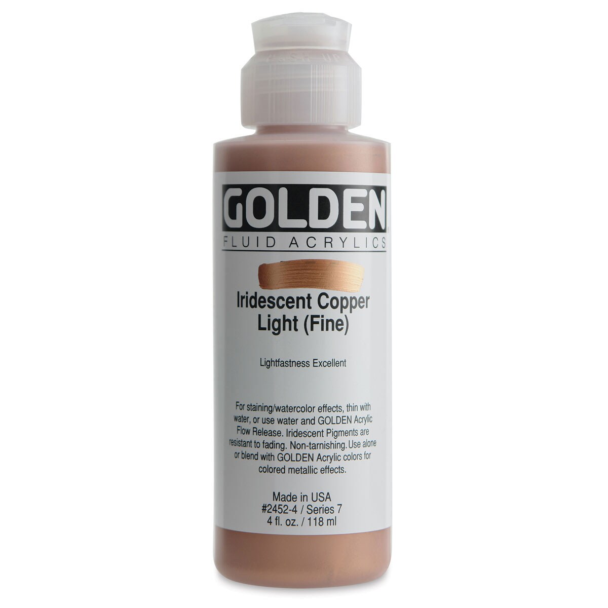 Golden Fluid Acrylics - Iridescent Copper Light (Fine), 4 oz bottle