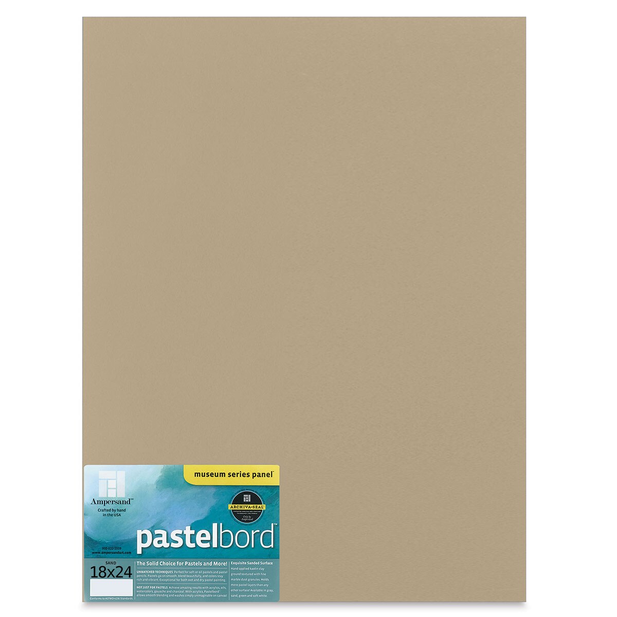 Ampersand Pastelbord Panel - 18&#x22; x 24&#x22;, 1/8&#x22; Profile, Sand