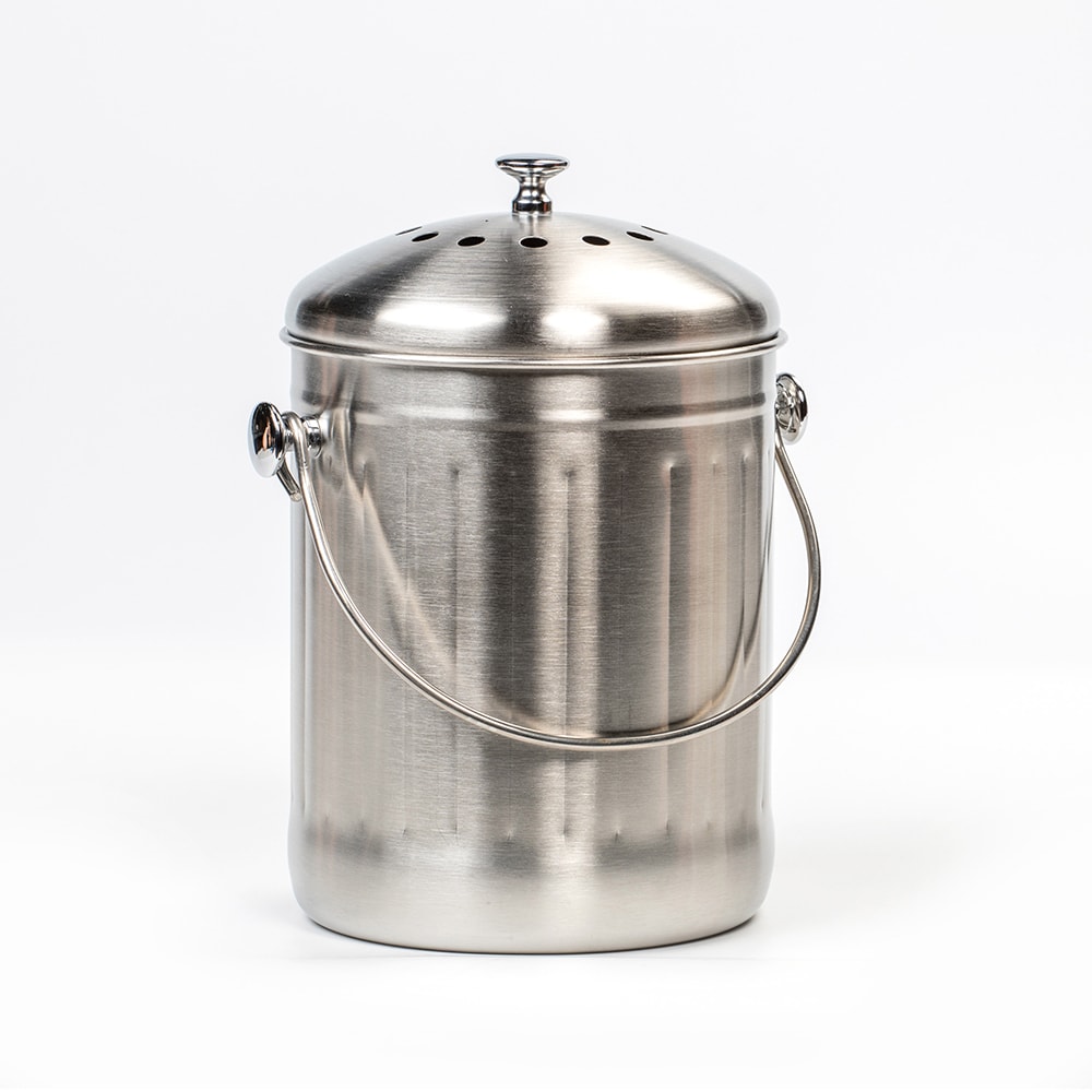 Stainless Steel Compost Pail (1 Gallon) - Organic Chicken Feed