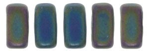Czechmate 3mm X 6mm Brick Glass Czech Two Hole Bead, Matte Iris Green