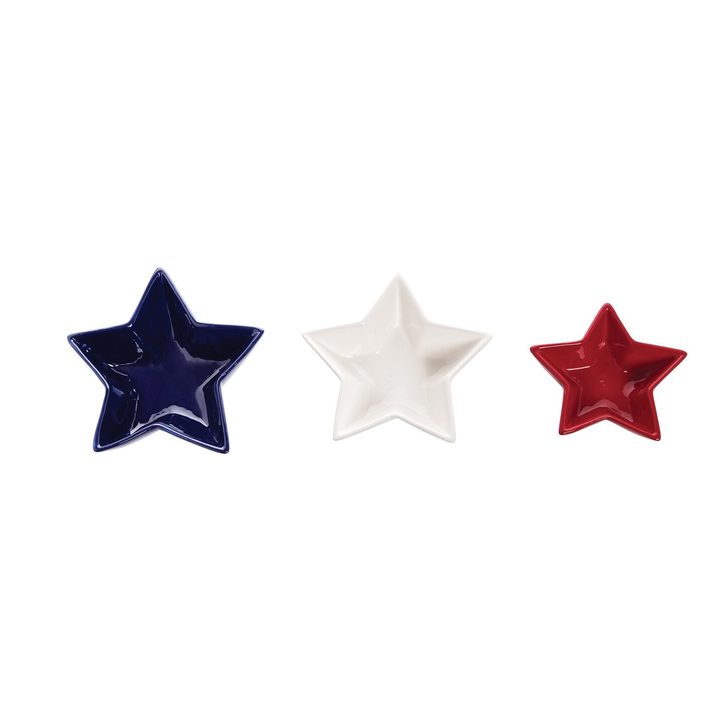 American Patriotic July 4th USA Star Shaped Serving Dish Set of 3 Decoration