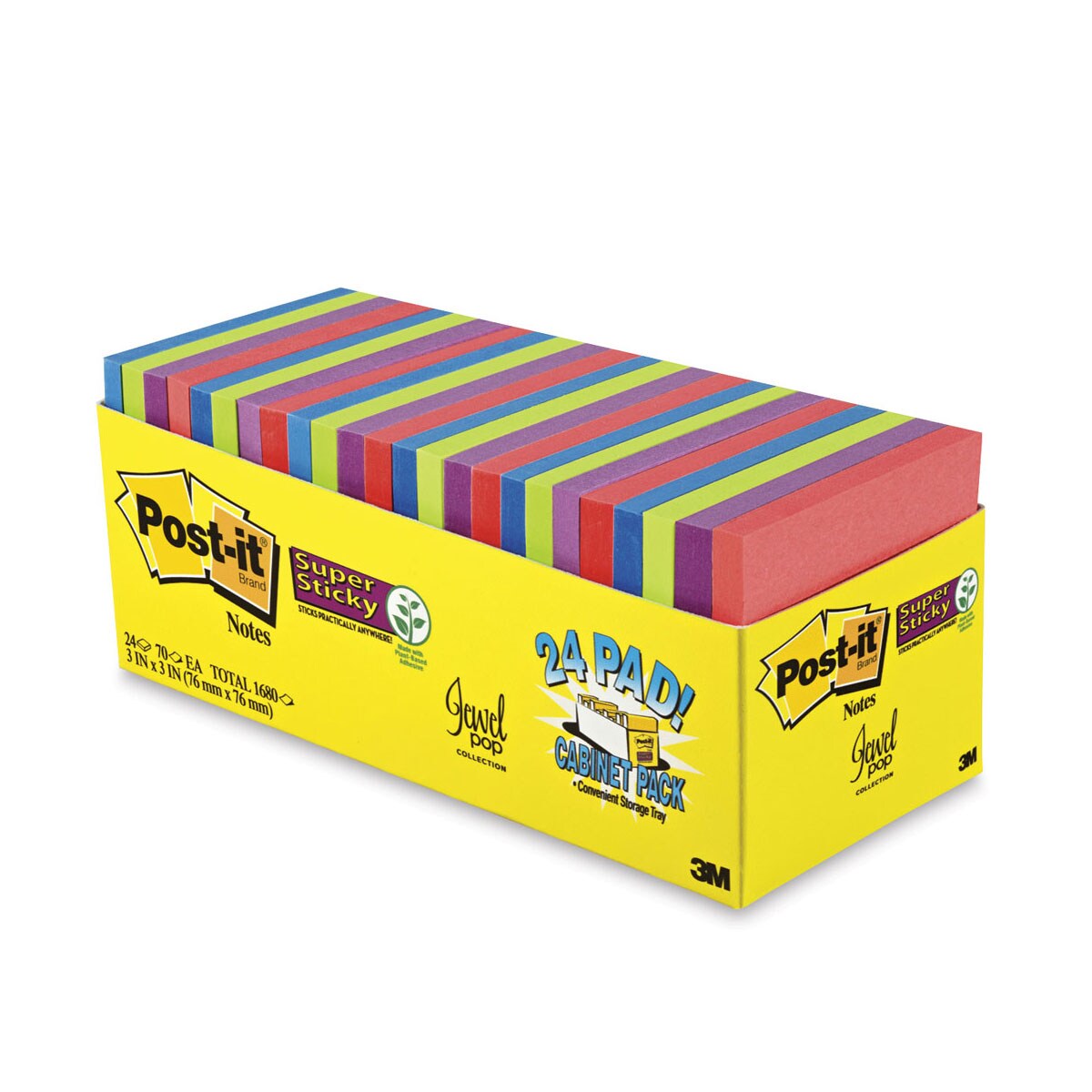 Post-it Super Sticky Notes - 3" x 3", Rio De Janeiro Collection, Blank, Pkg of 24