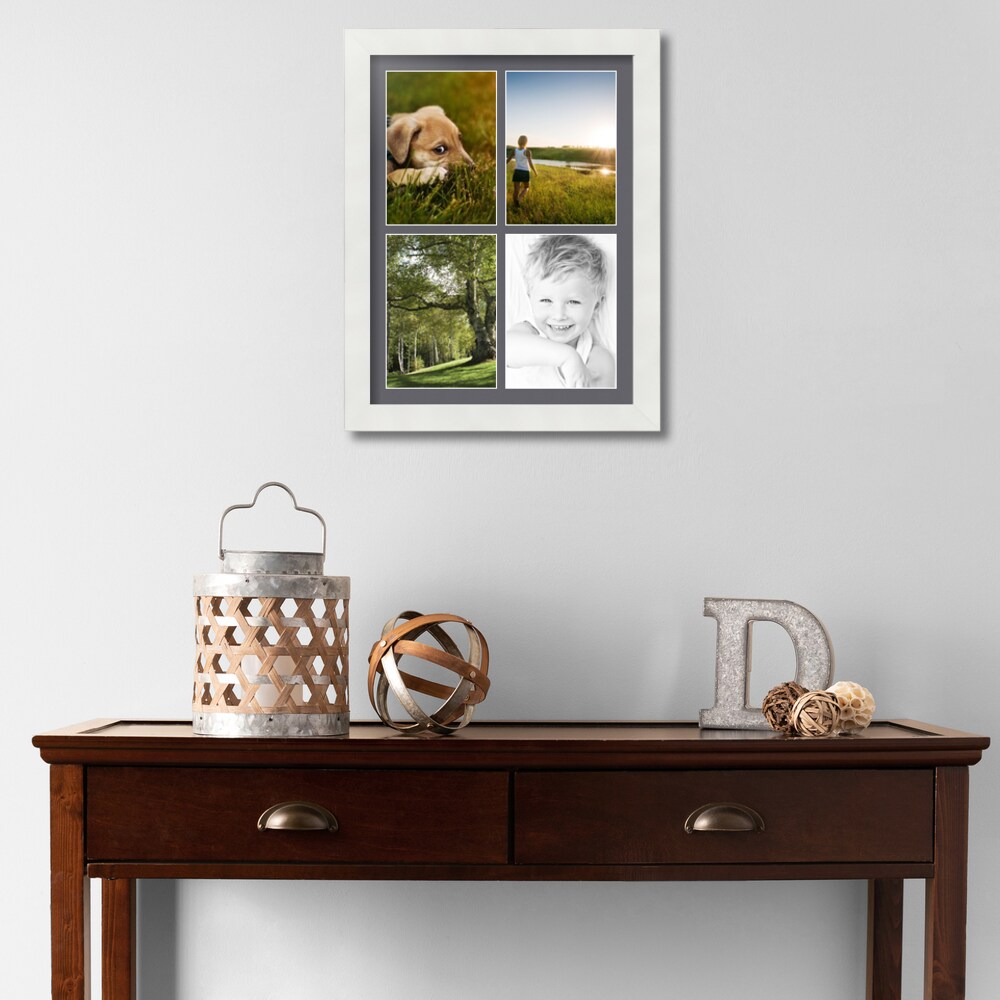 ArtToFrames Collage Photo Picture Frame with 4 - 5x7 inch Openings, Framed in White with Over 62 Mat Color Options and Regular Glass (CSM-3966-2153)